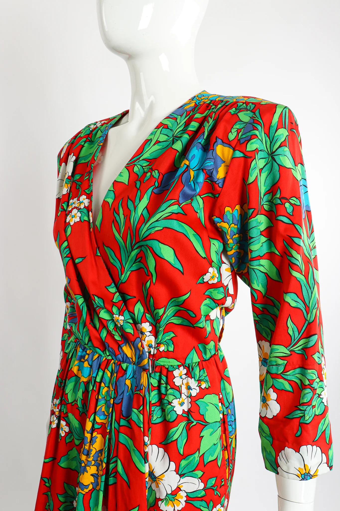 Floral Sateen Wrap Dress - Image 3