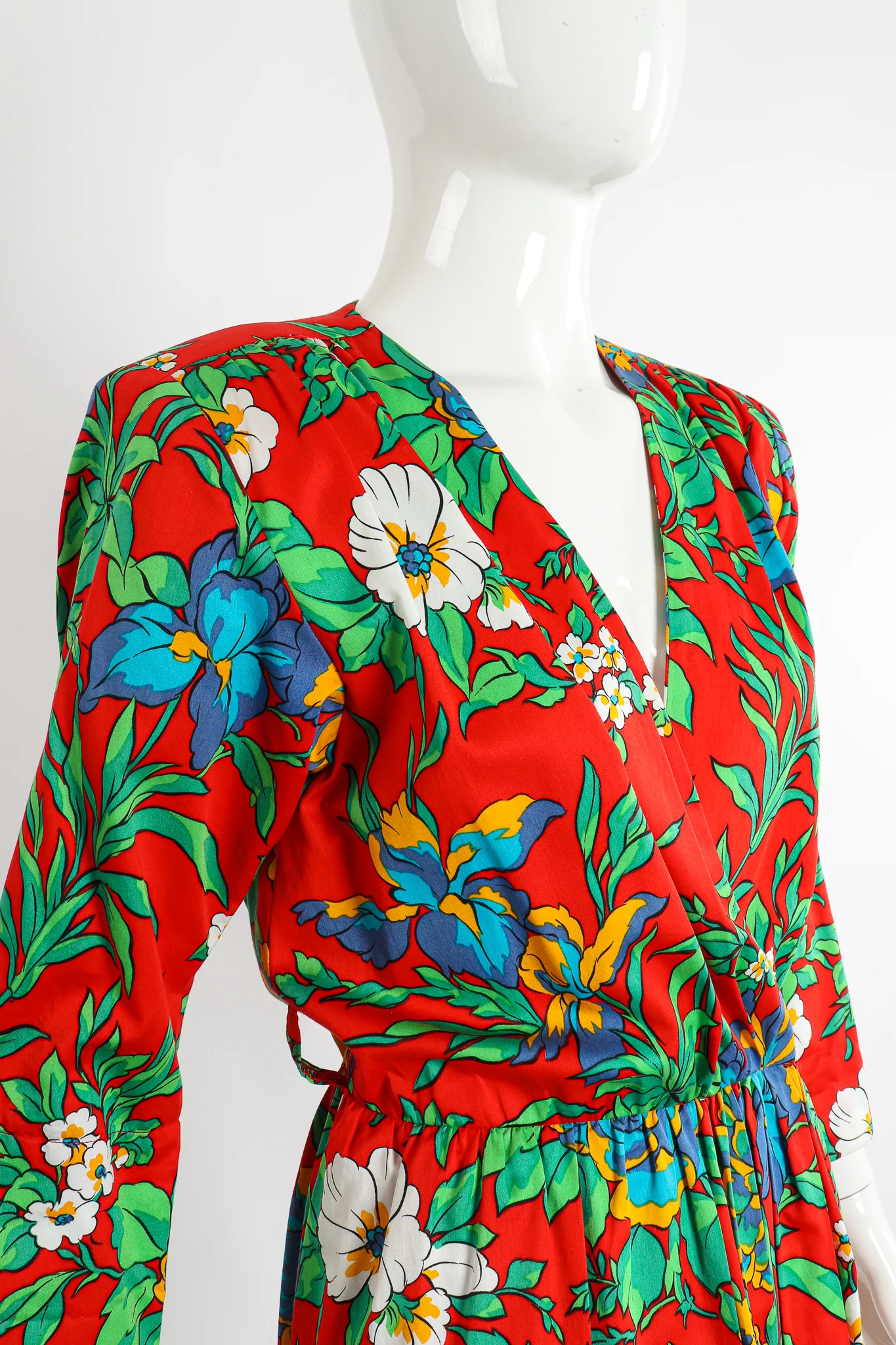 Floral Sateen Wrap Dress - Image 4