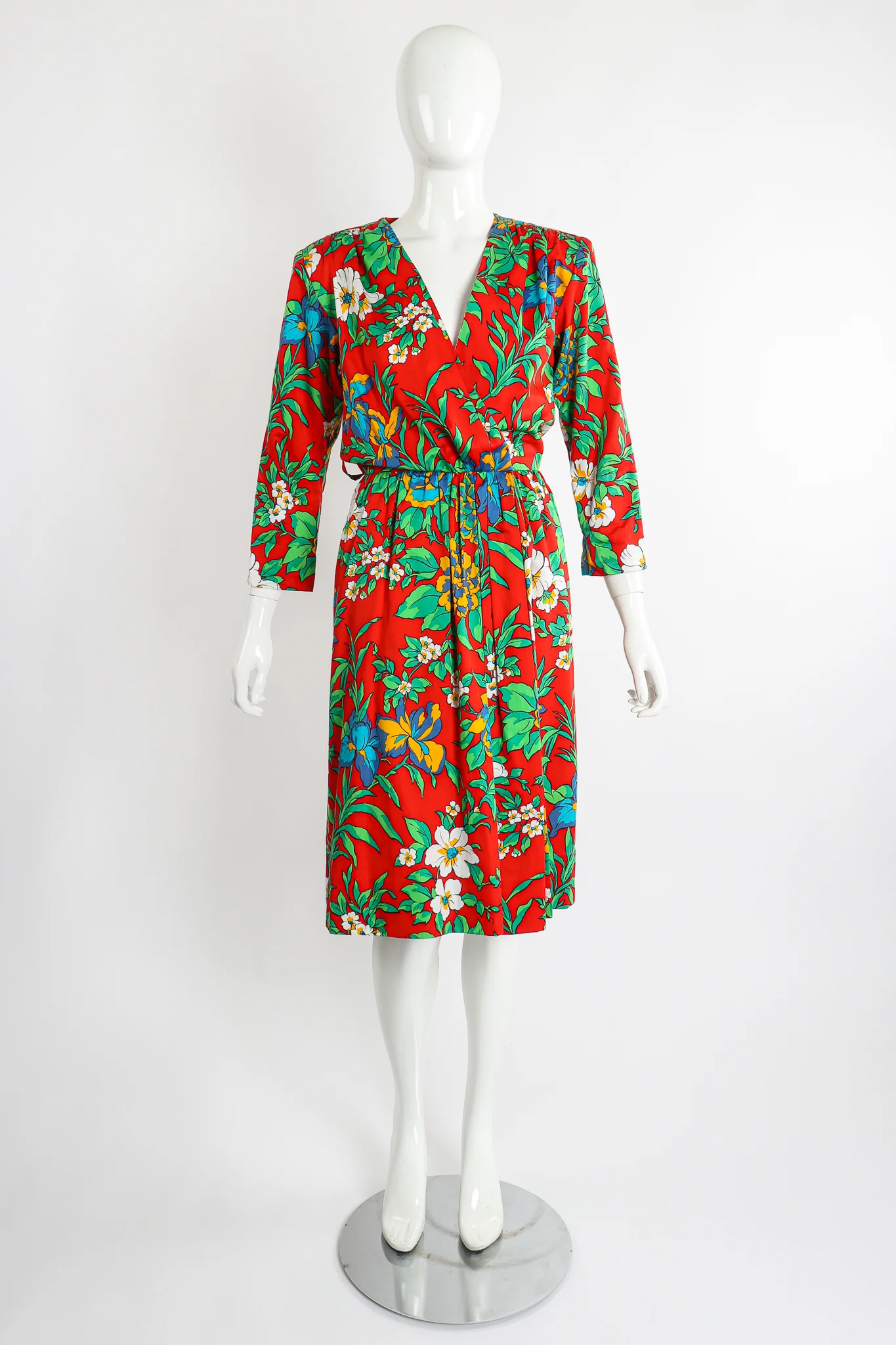 Floral Sateen Wrap Dress - Image 5