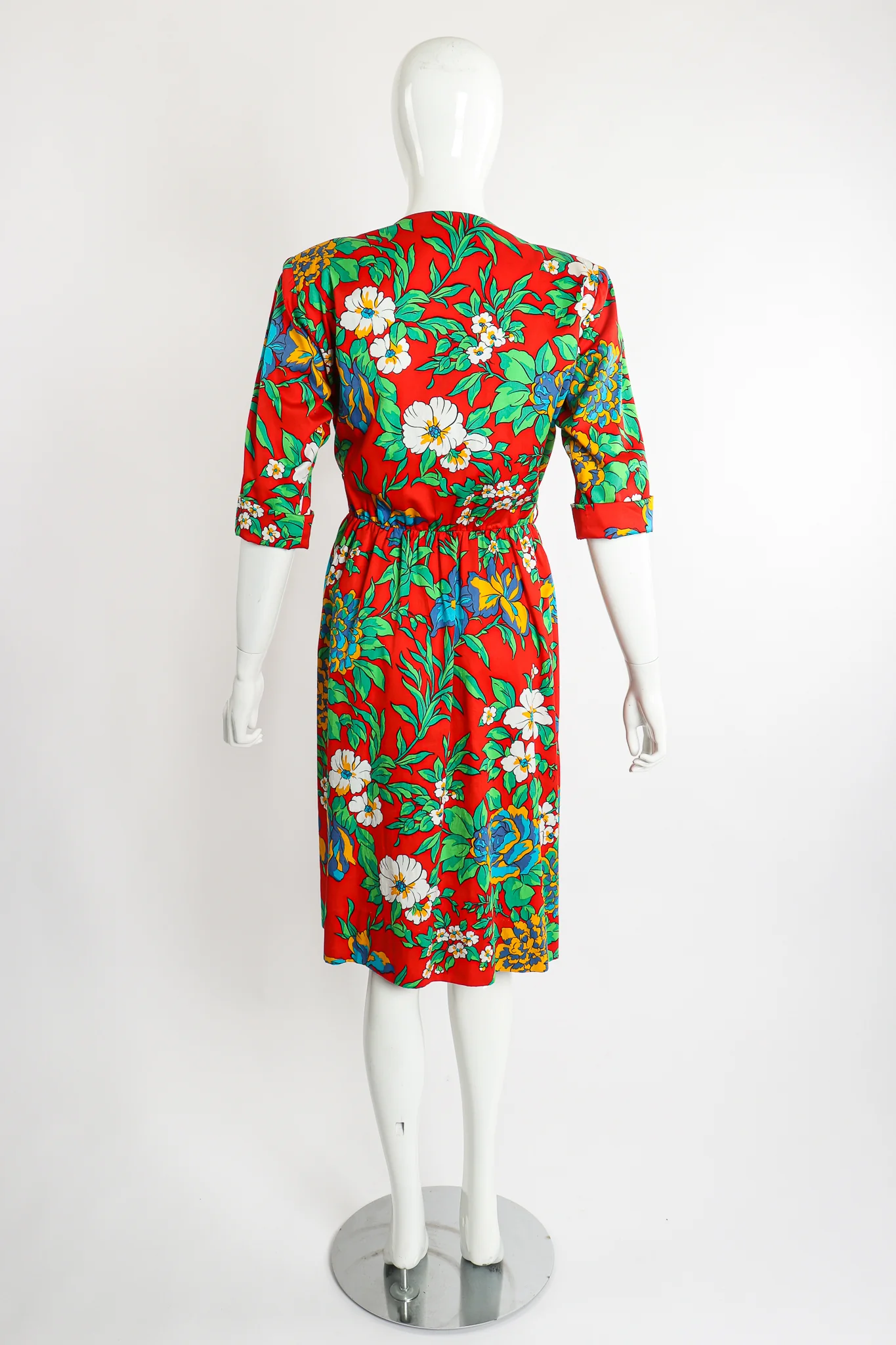 Floral Sateen Wrap Dress - Image 7