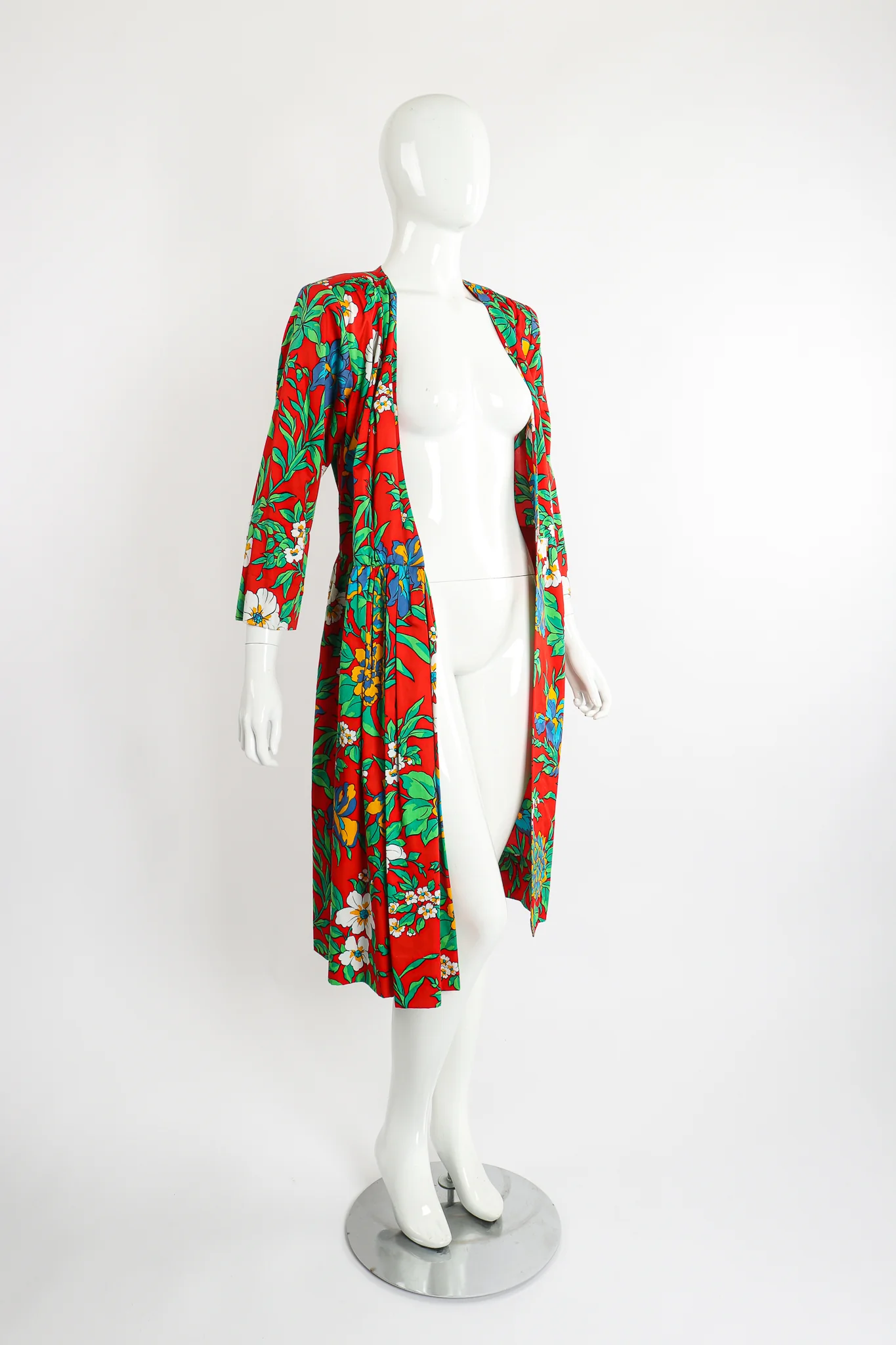 Floral Sateen Wrap Dress - Image 8