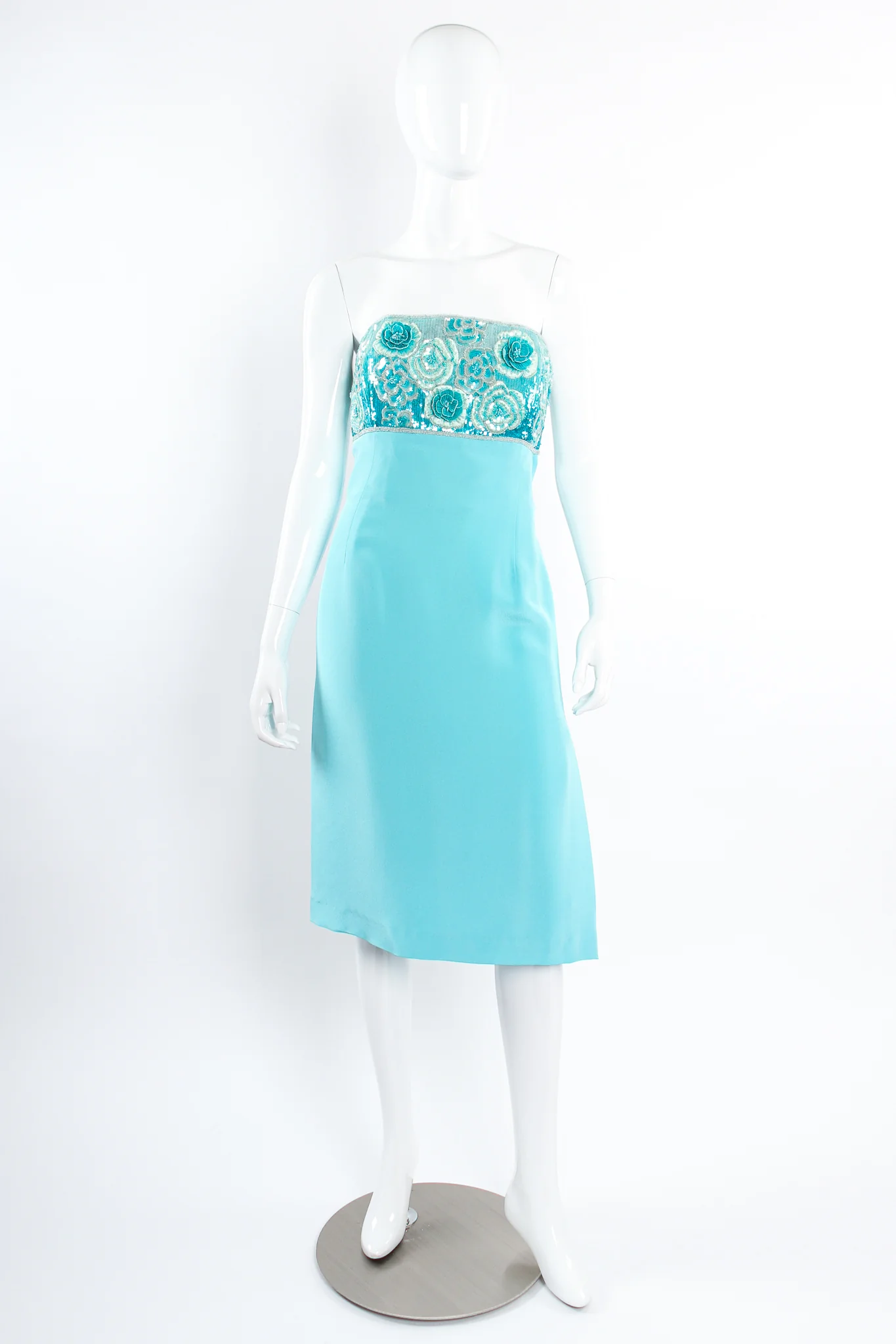 Floral Sequined Strapless Cocktail Sheath - Image 5