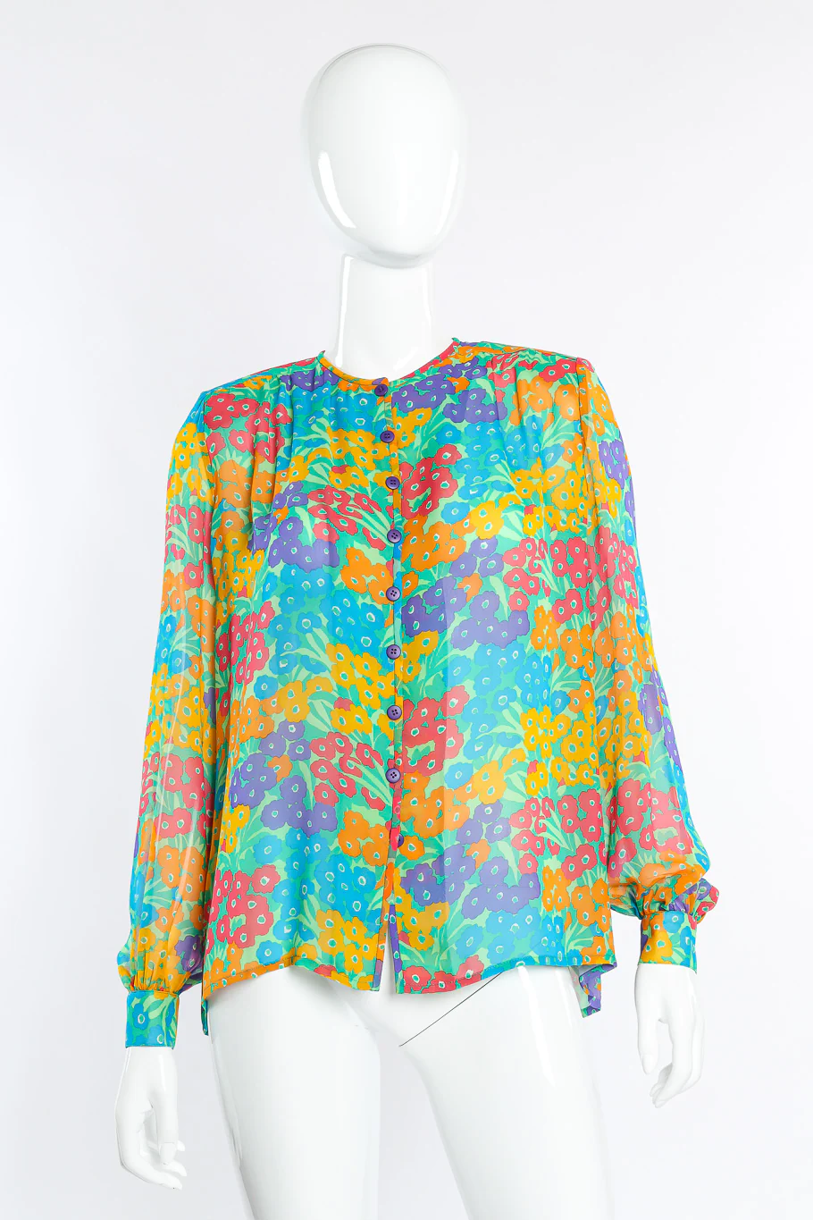 Floral Silk Blouse & Scarf - Image 2