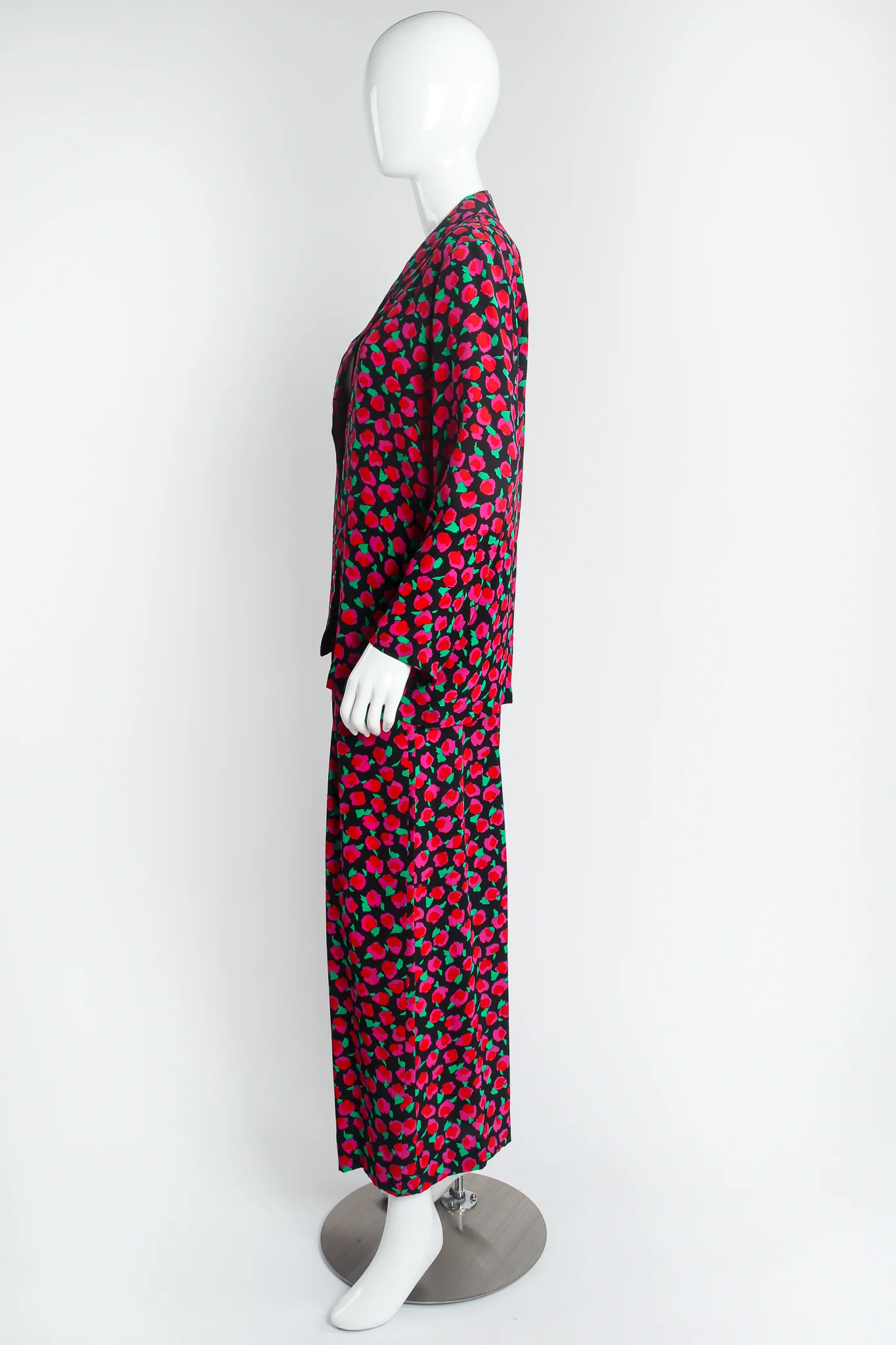 Floral Silk Jacket & Pant Lounge Set - Image 3
