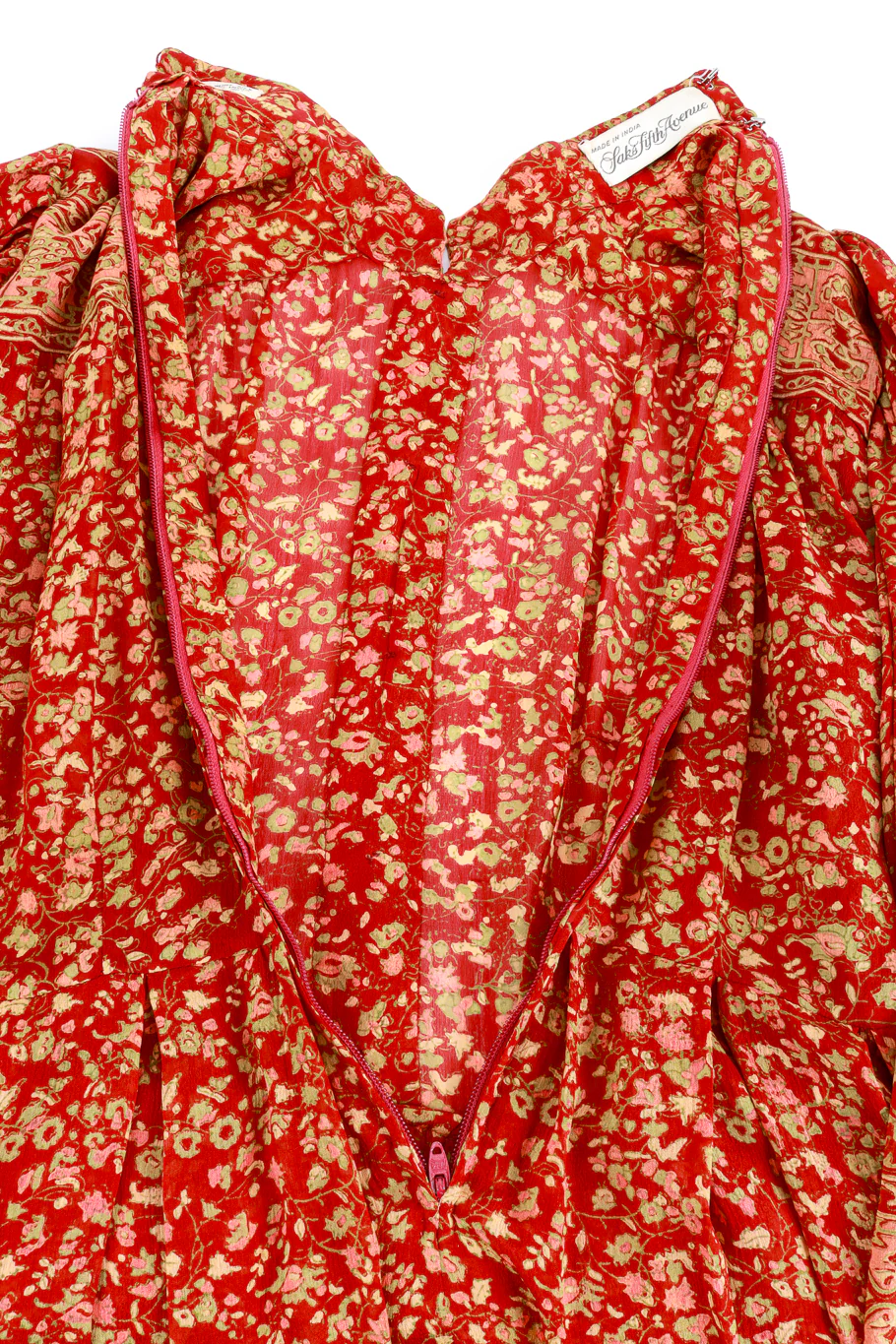 Floral Silk Peasant Dress - Image 4