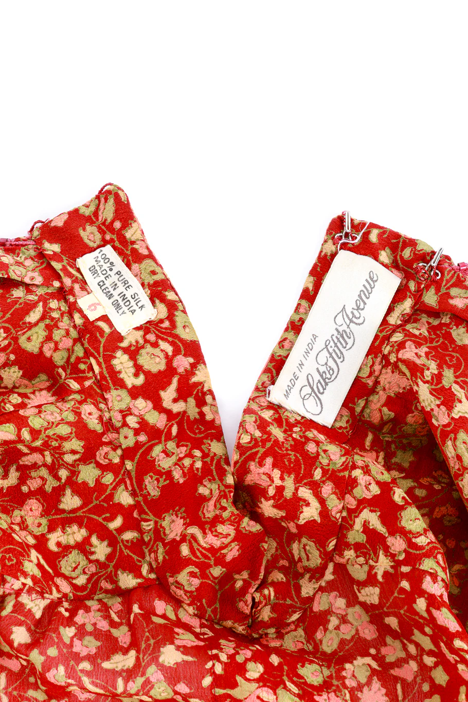 Floral Silk Peasant Dress - Image 5