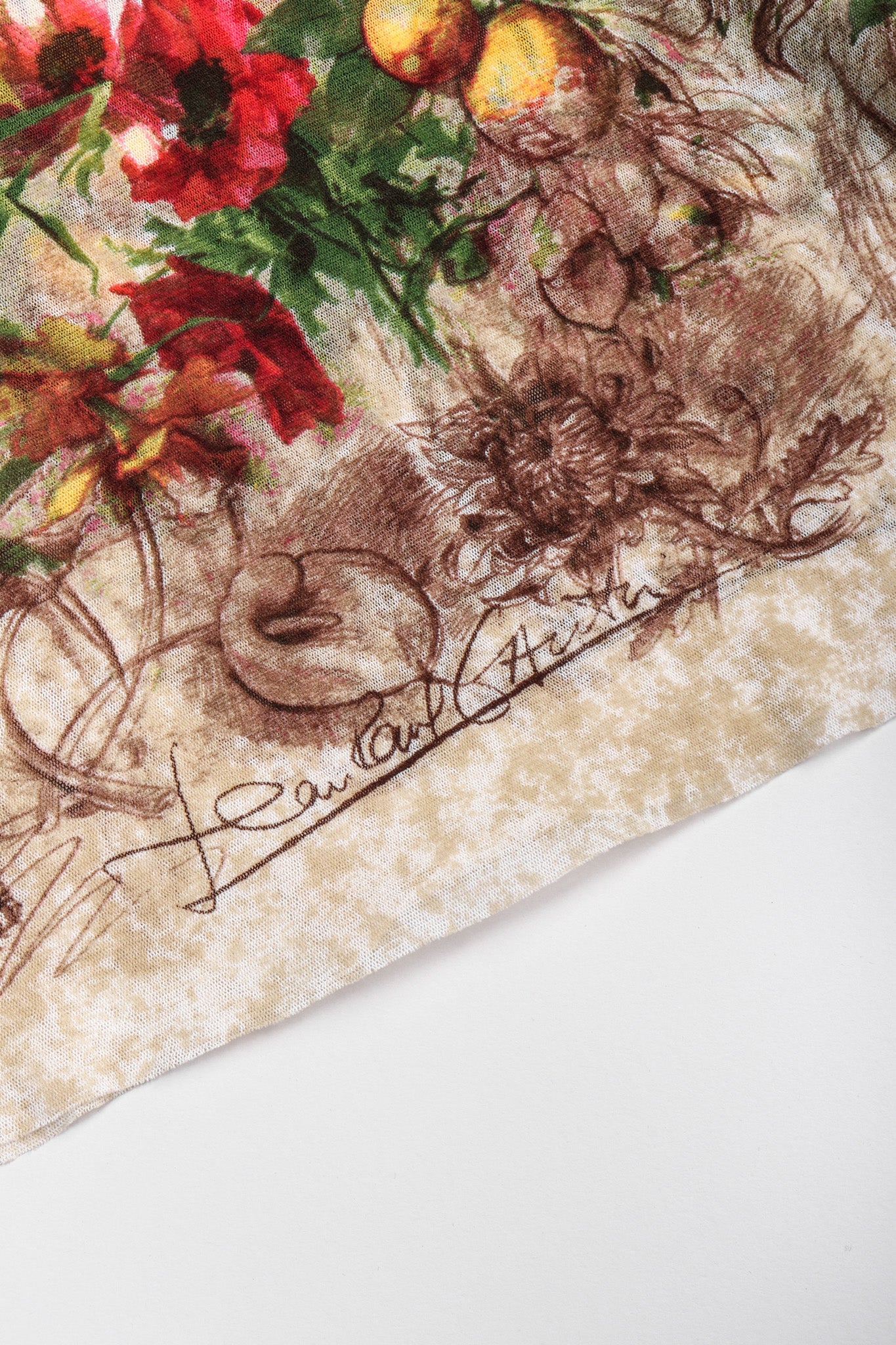 Floral Sketch Mesh T-Shirt - Image 12