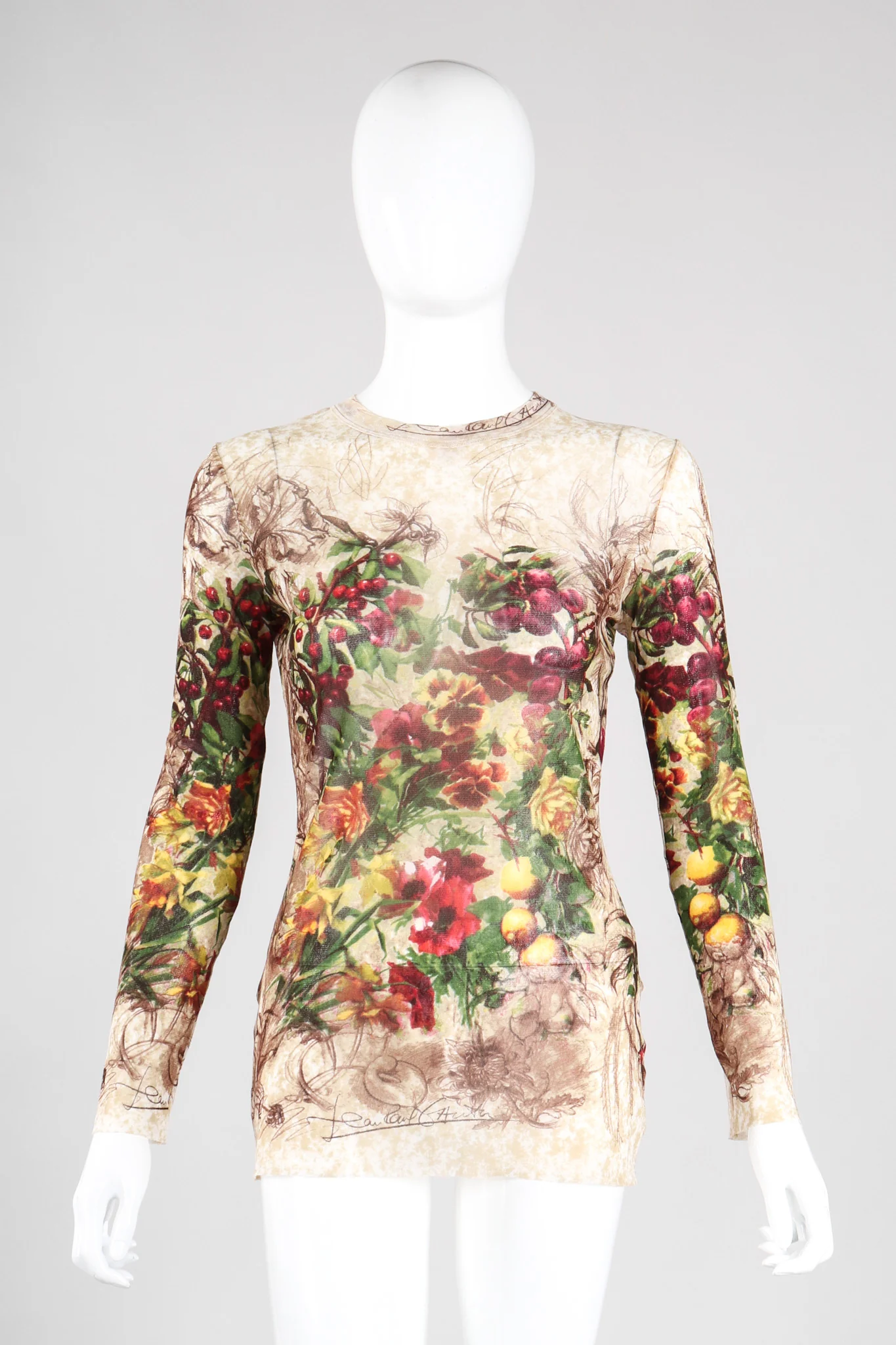 Floral Sketch Mesh T-Shirt - Image 2