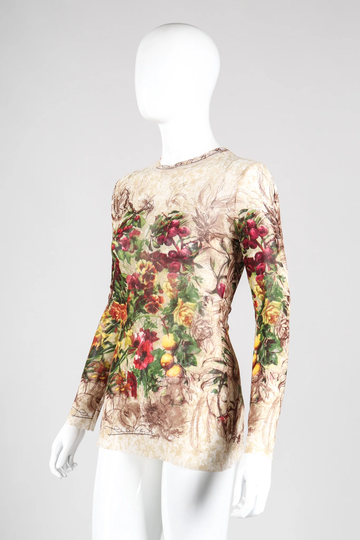 Floral Sketch Mesh T-Shirt - Image 3