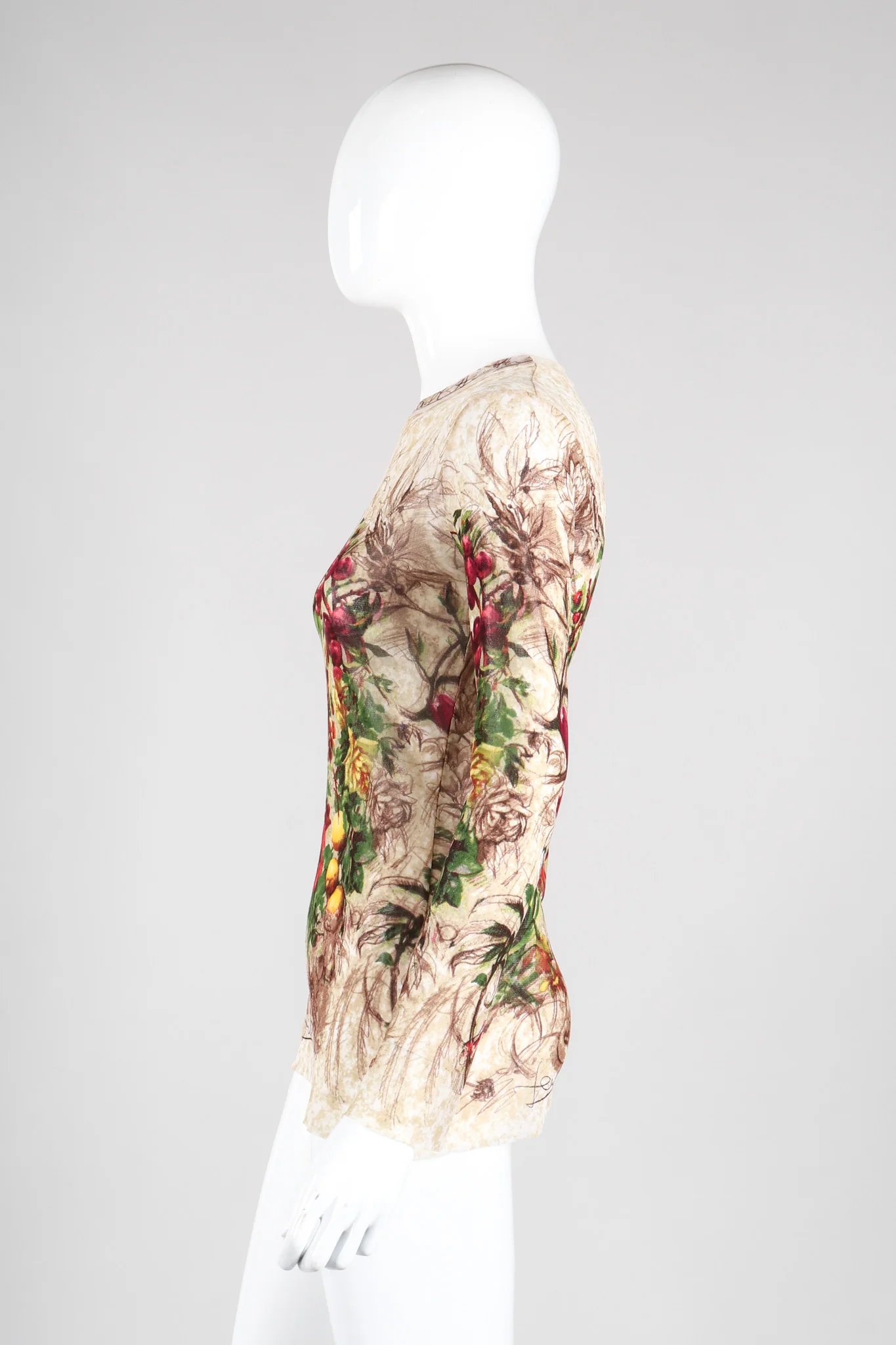 Floral Sketch Mesh T-Shirt - Image 4