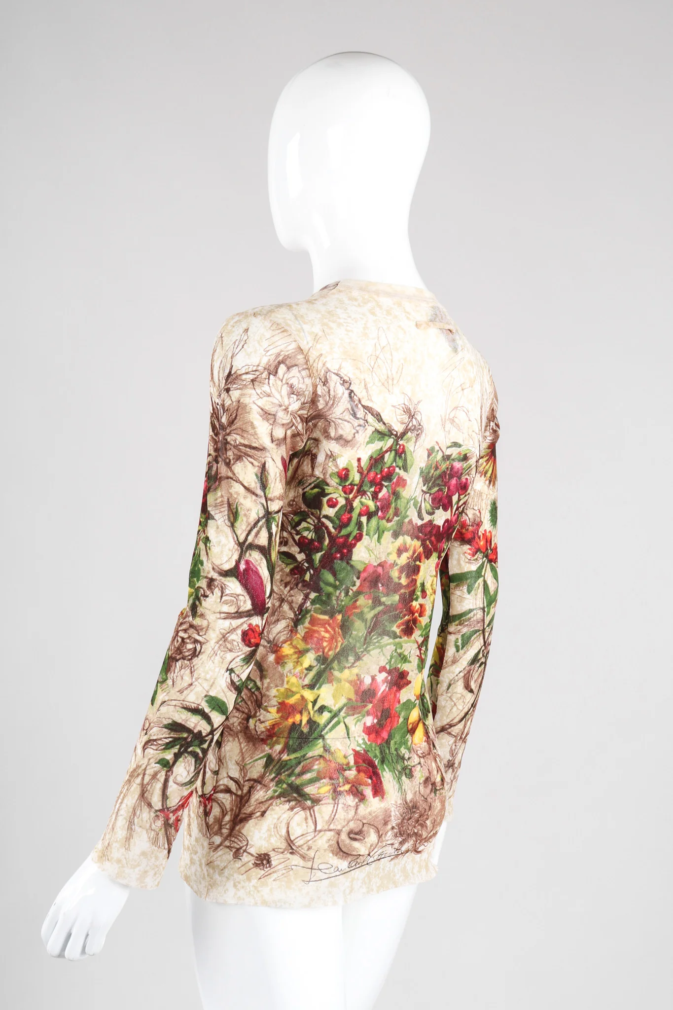 Floral Sketch Mesh T-Shirt - Image 5