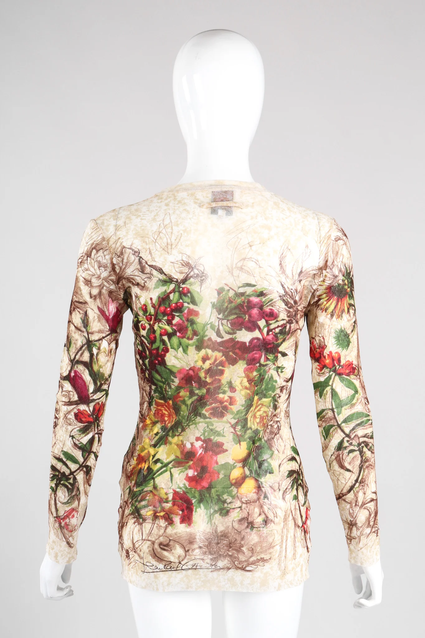 Floral Sketch Mesh T-Shirt - Image 6