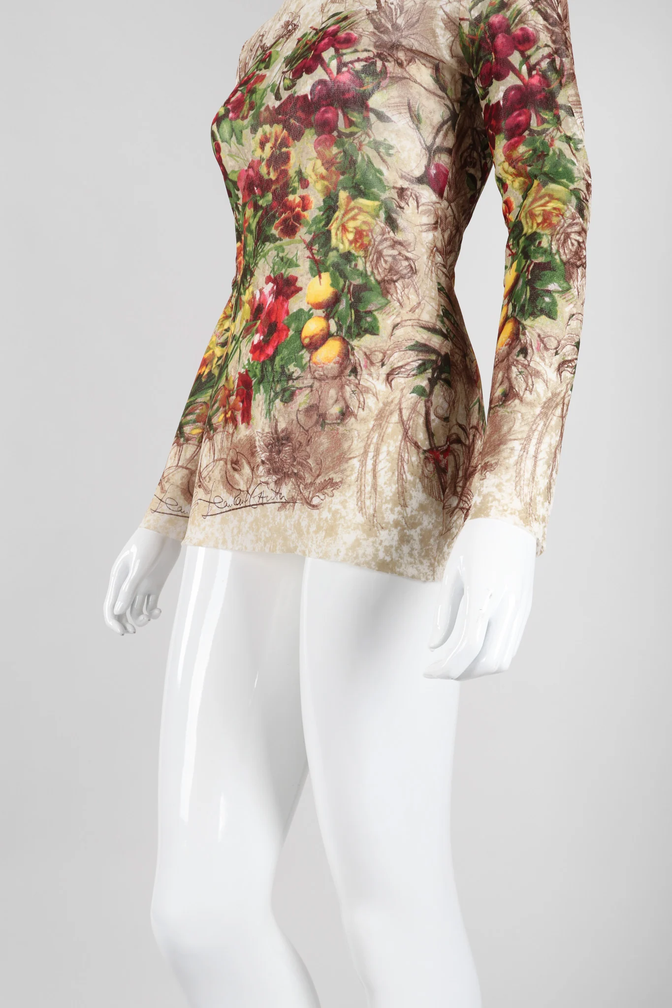 Floral Sketch Mesh T-Shirt - Image 9