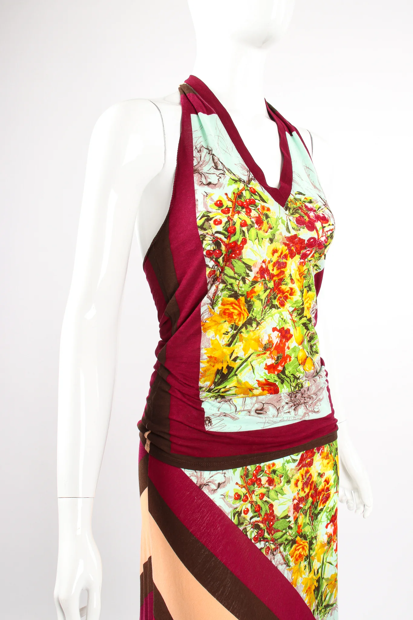 Floral Sketch Stripe Jersey Halter & Skirt Set