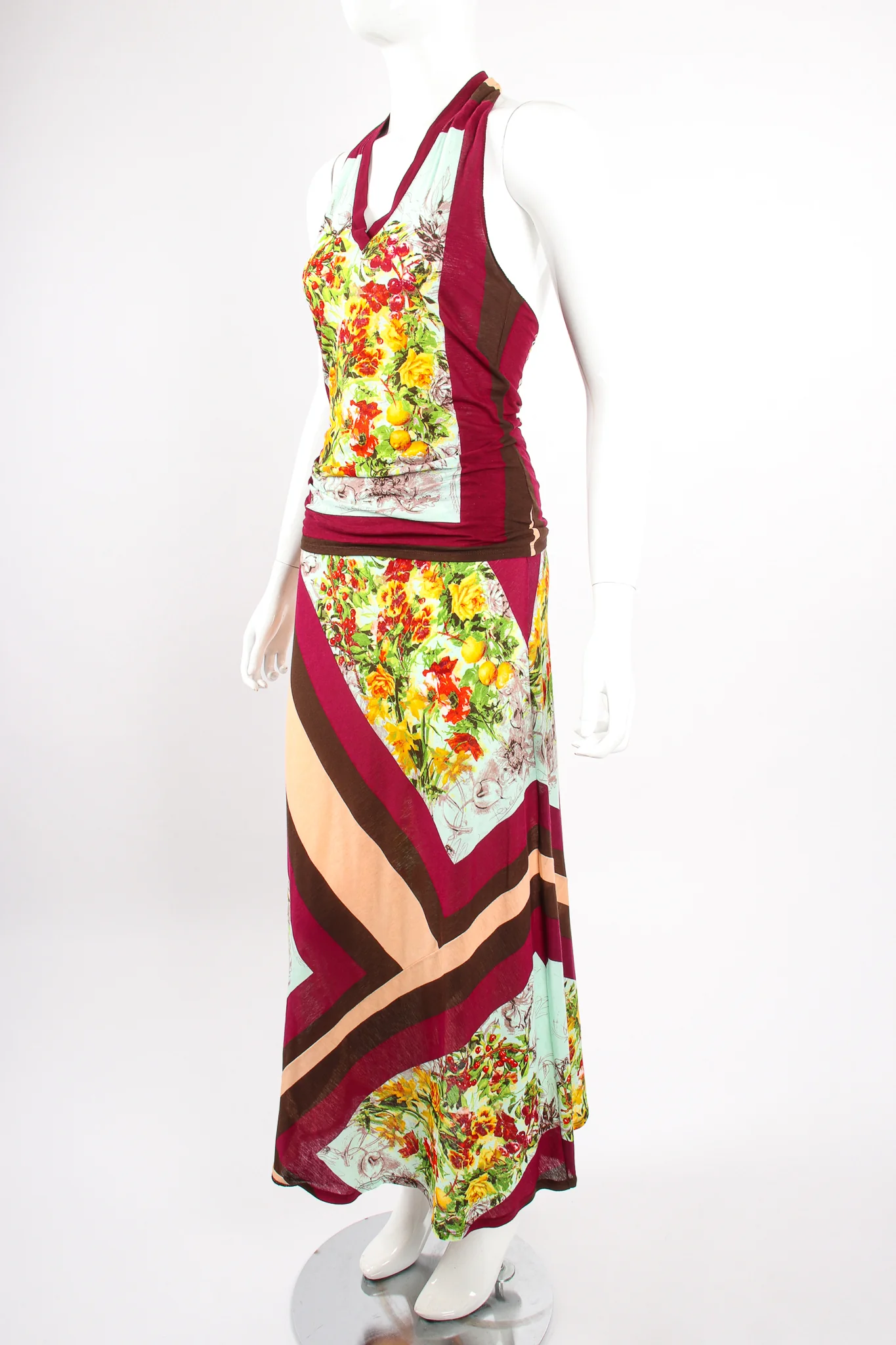 Floral Sketch Stripe Jersey Halter & Skirt Set - Image 2
