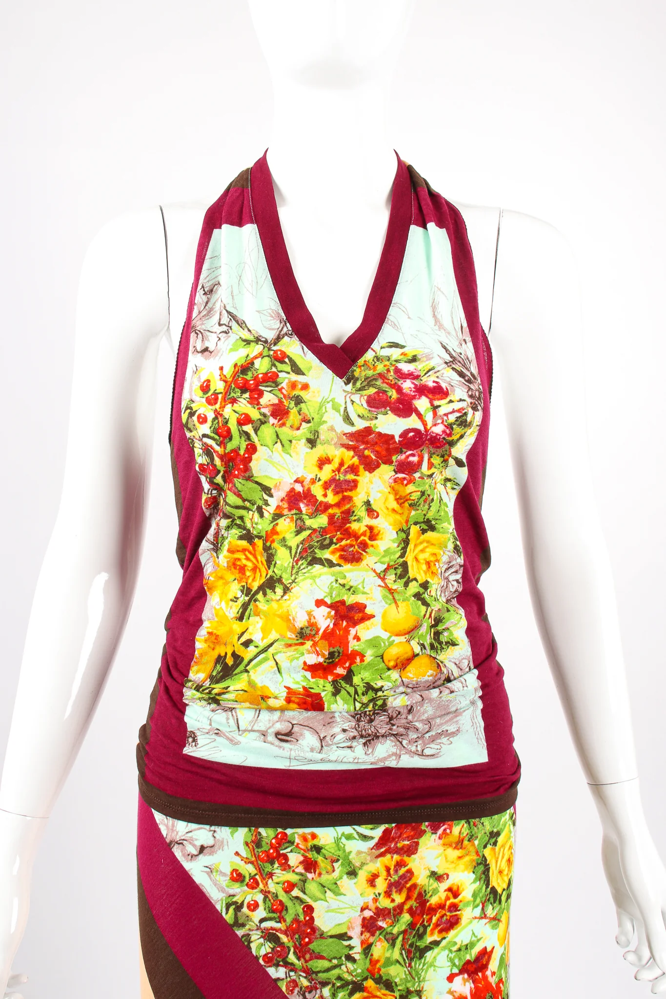 Floral Sketch Stripe Jersey Halter & Skirt Set - Image 3