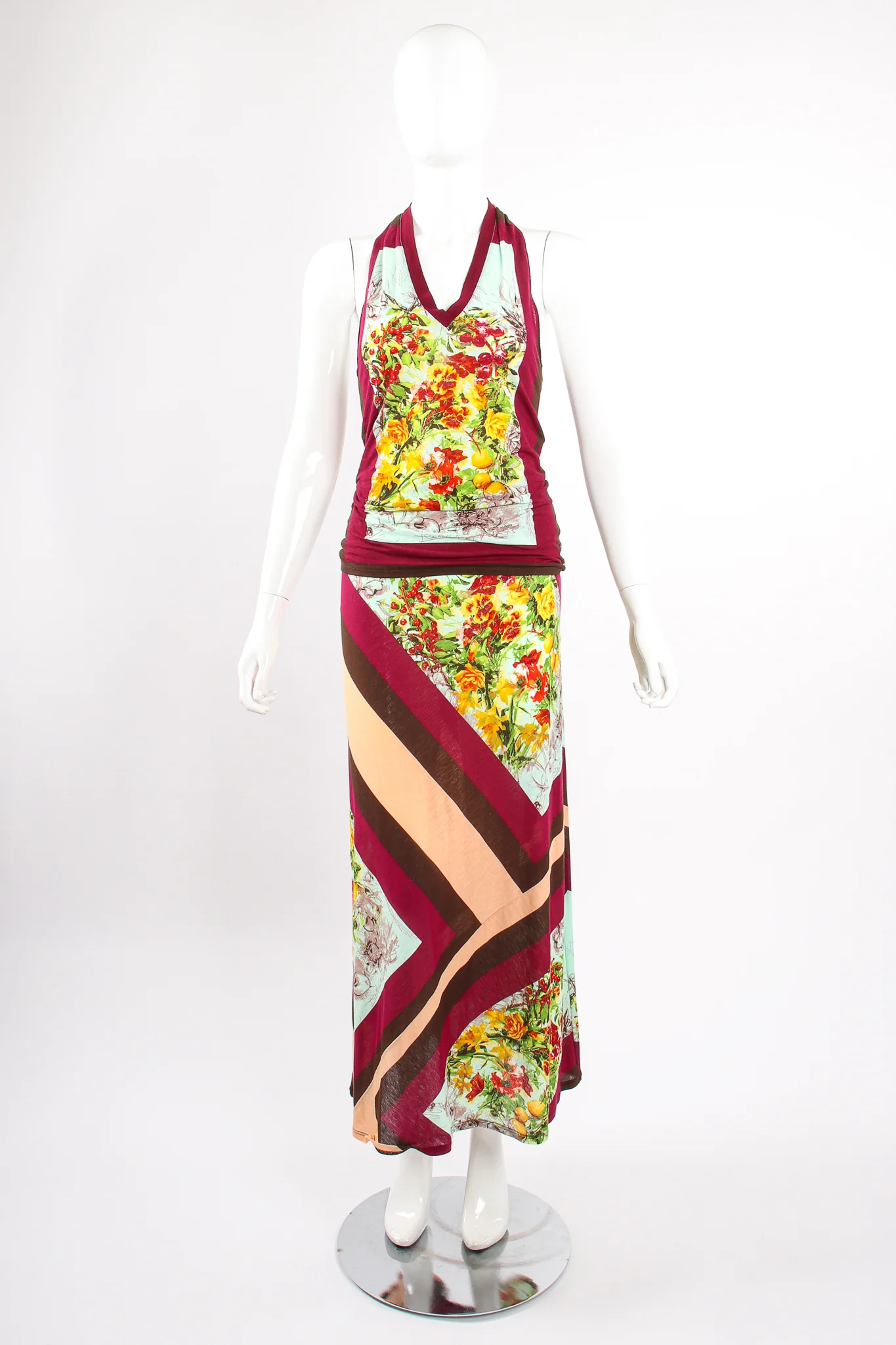 Floral Sketch Stripe Jersey Halter & Skirt Set - Image 4