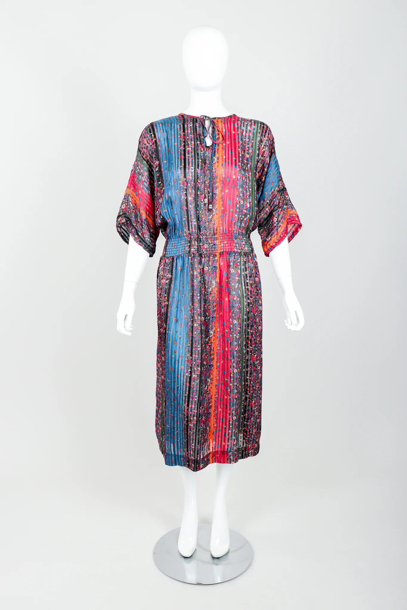 Floral Stripe Chiffon Dress - Image 3