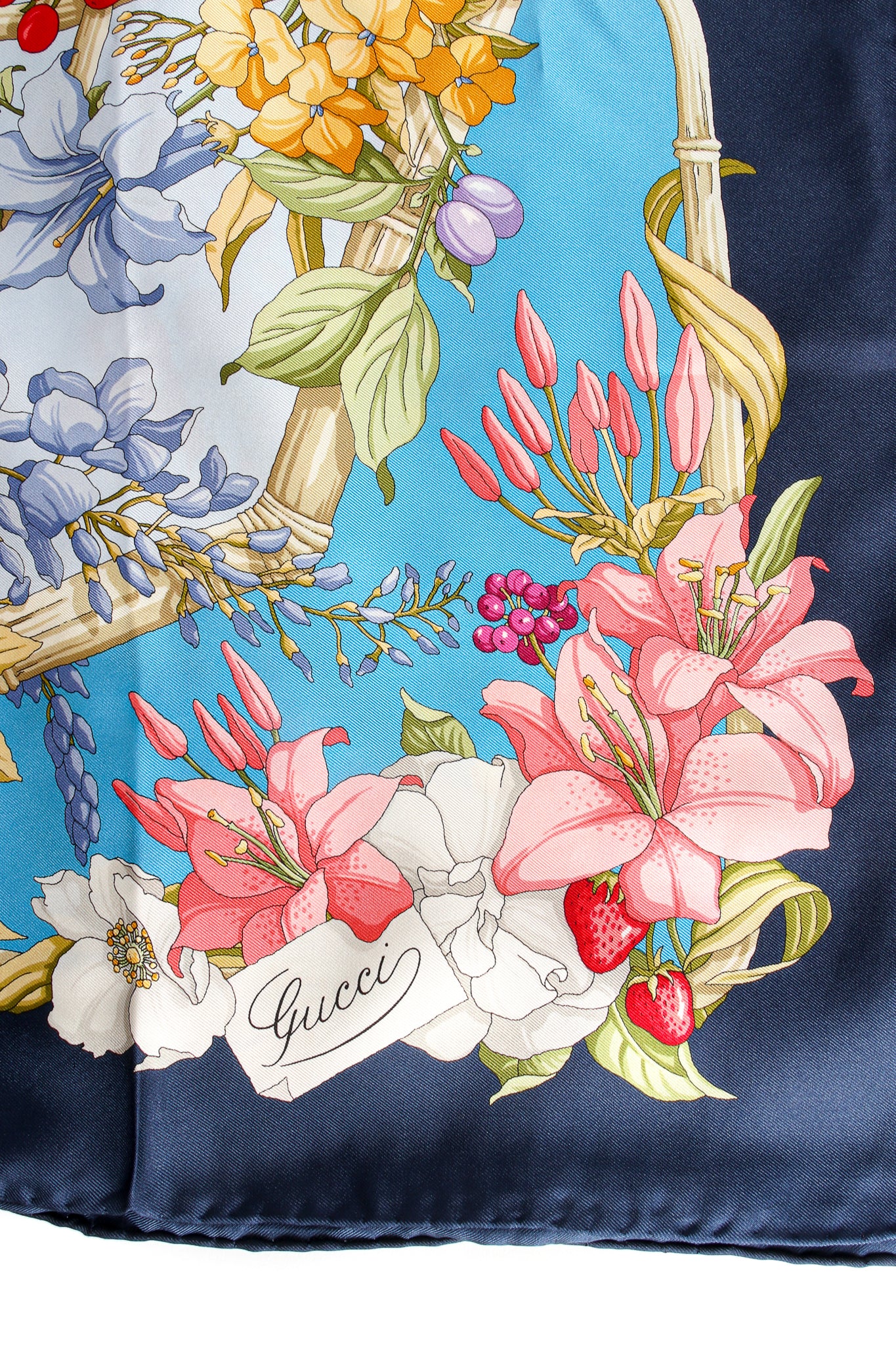 Floral Wildflower Berries Silk Scarf - Image 10