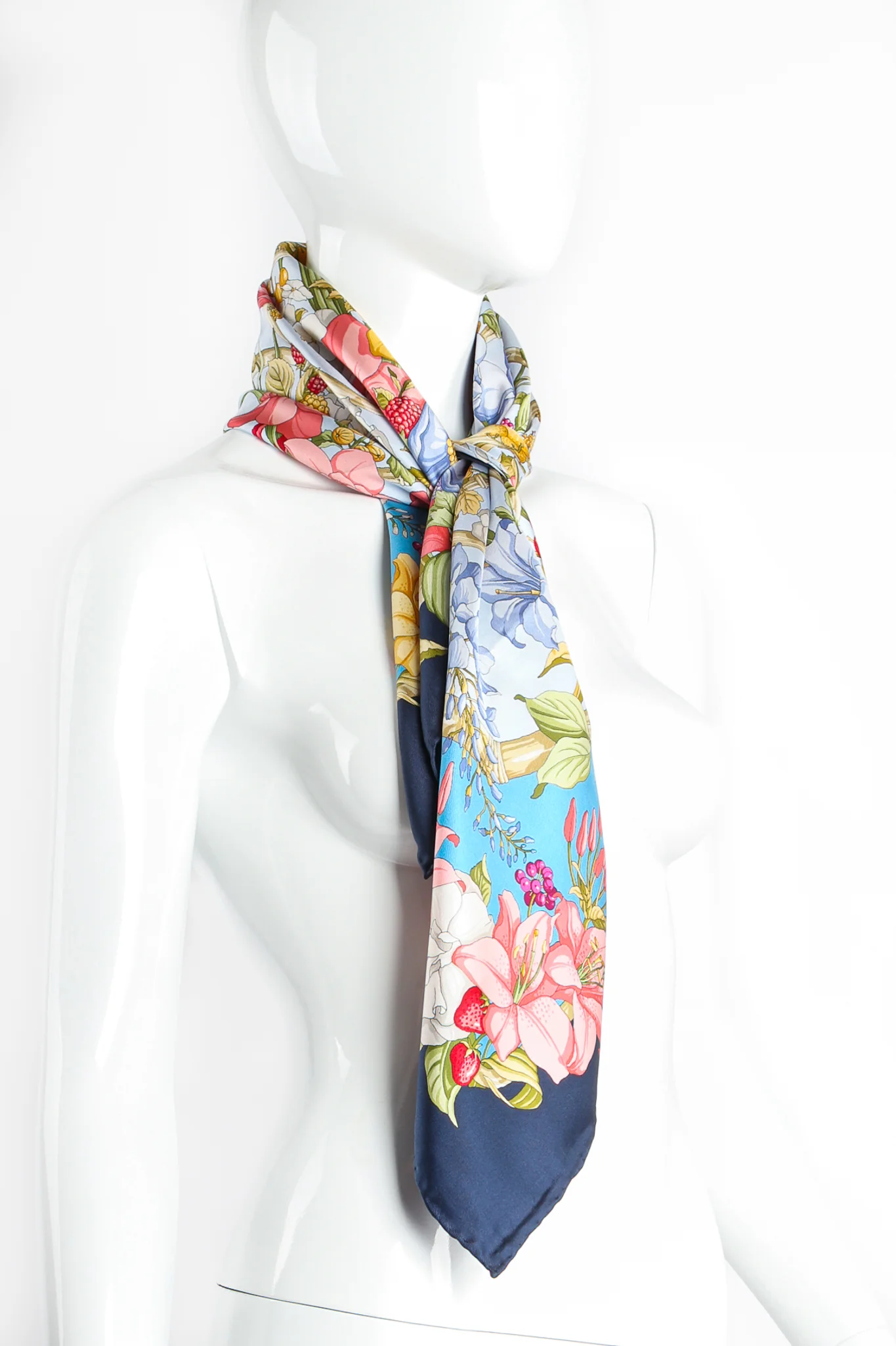 Floral Wildflower Berries Silk Scarf - Image 5