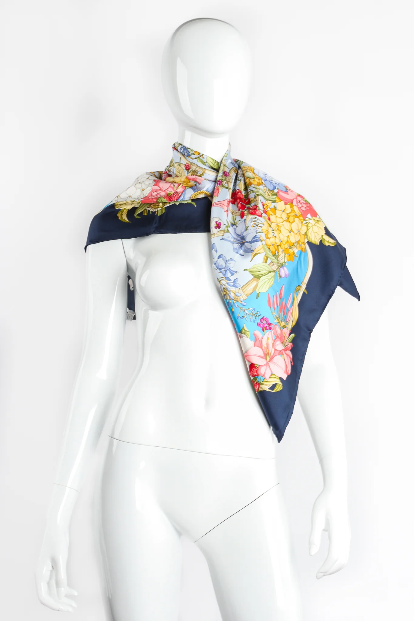 Floral Wildflower Berries Silk Scarf - Image 6