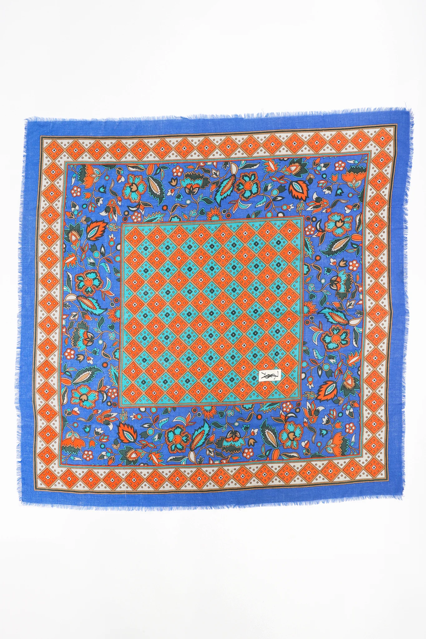 Floral Checkerboard Gauze Scarf - Image 2