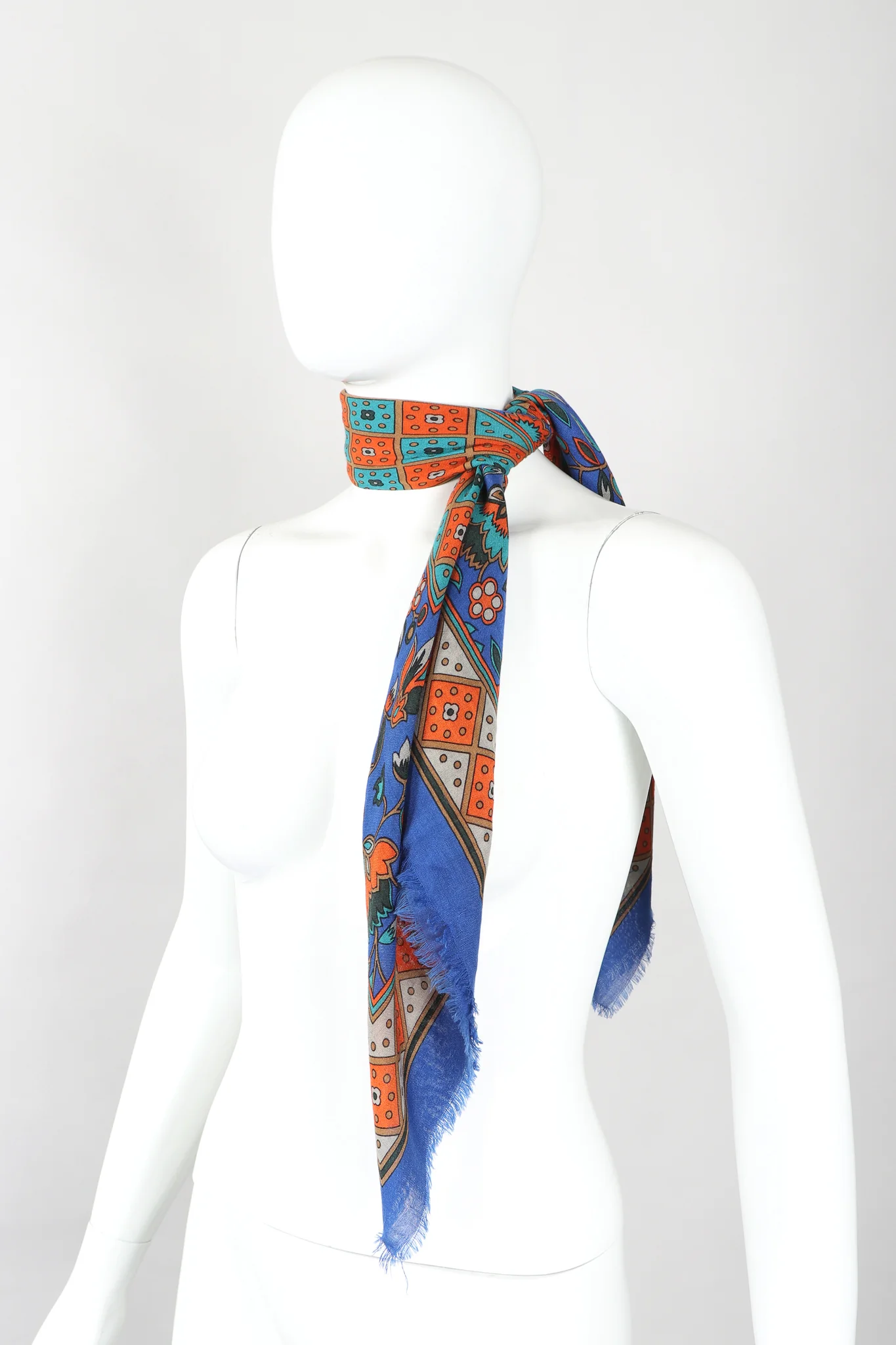 Floral Checkerboard Gauze Scarf - Image 3