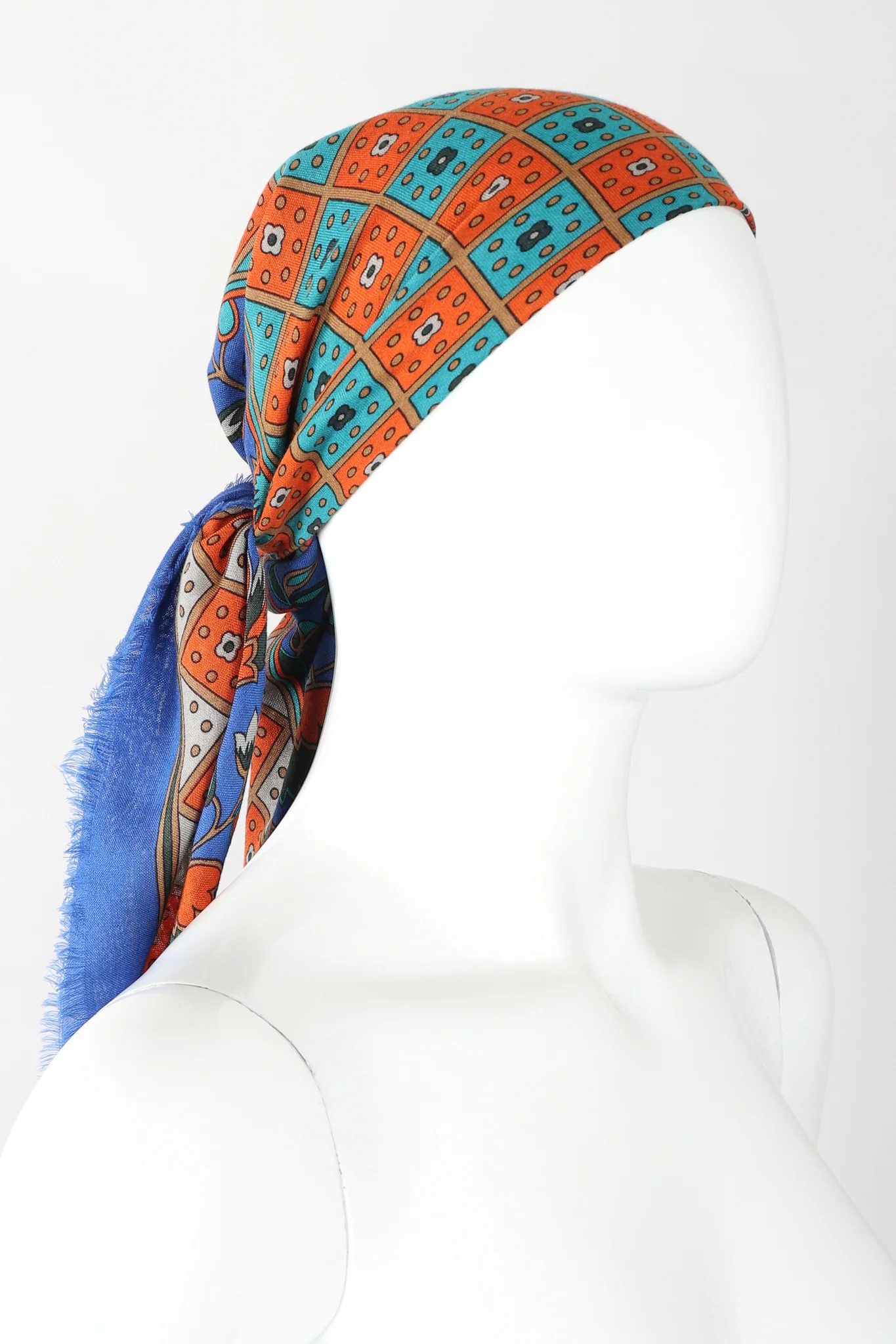 Floral Checkerboard Gauze Scarf - Image 5