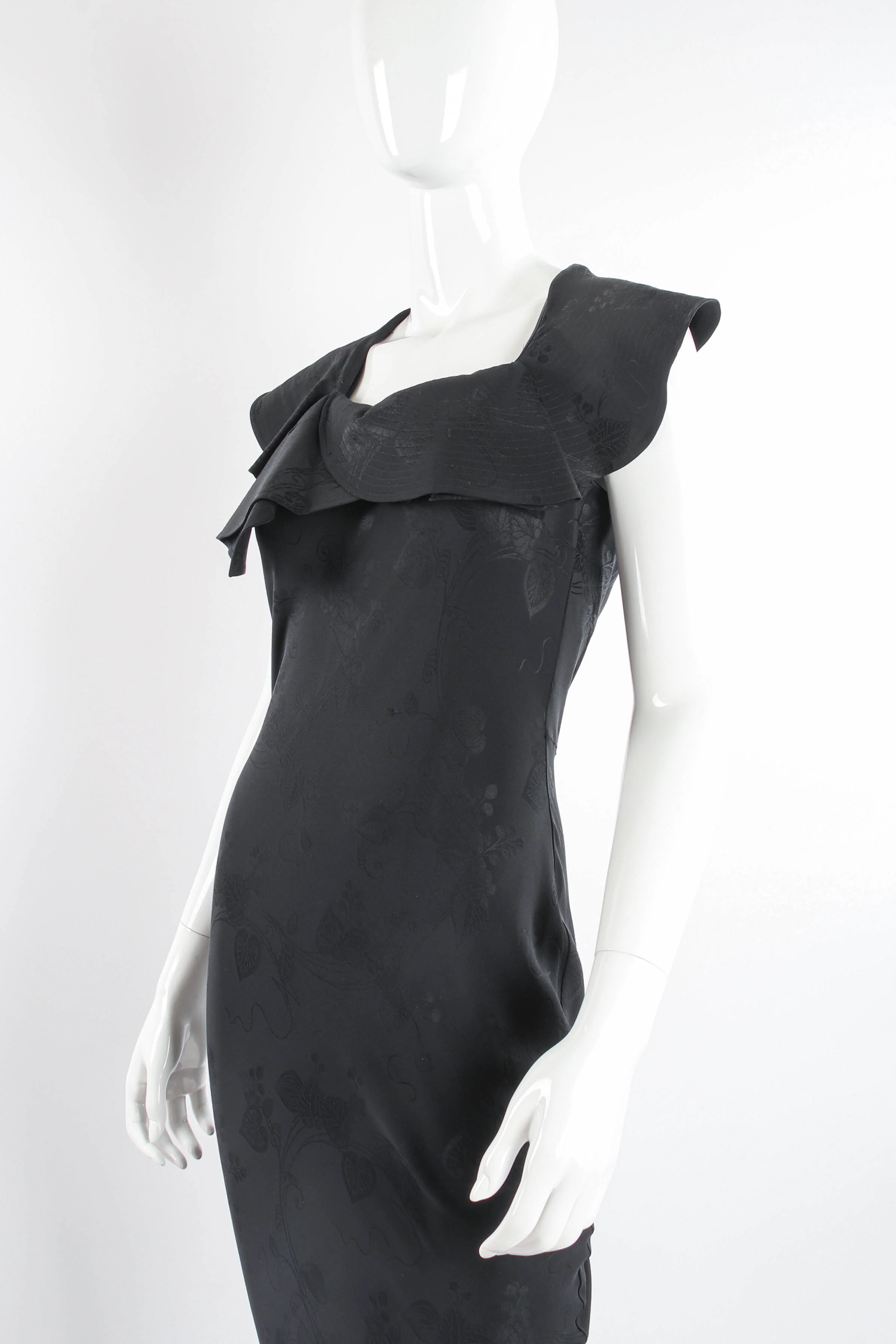 Blossom Collar Bias Silk Gown - Image 3