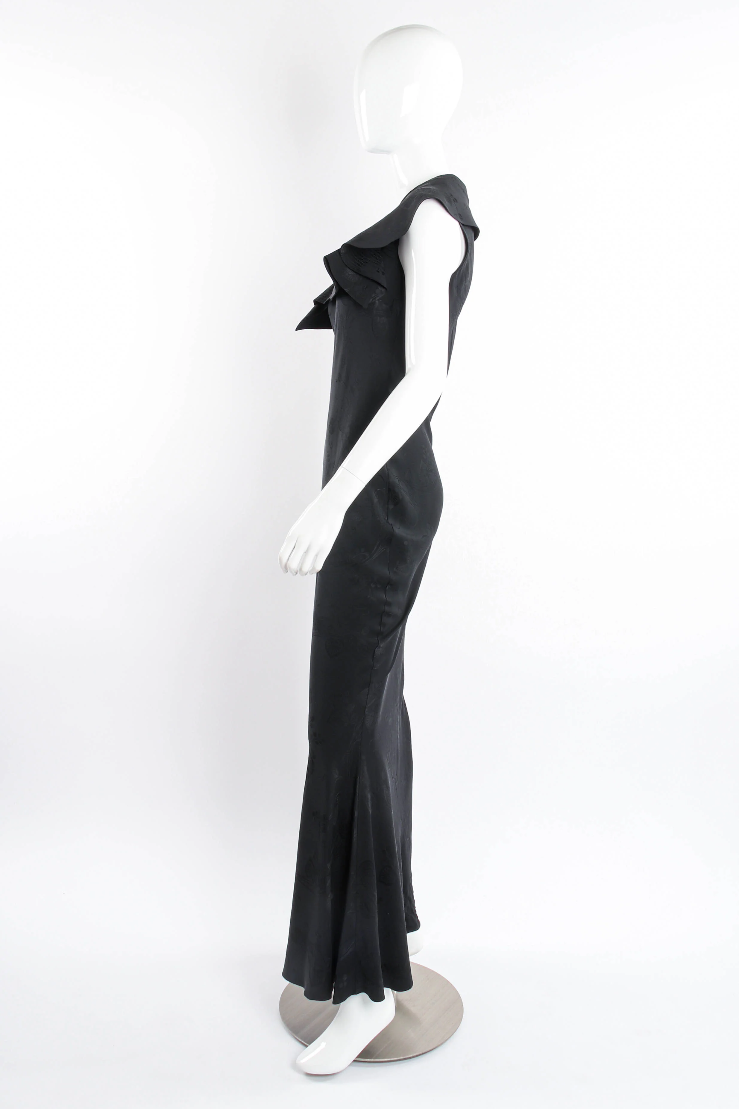 Blossom Collar Bias Silk Gown - Image 4