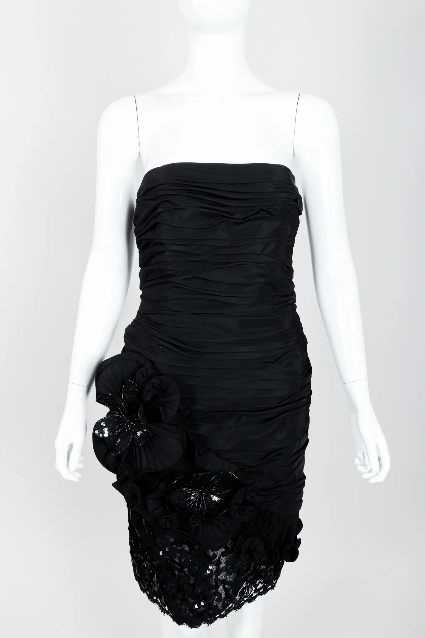 Ruched Flower Cocktail Dress - Image 3