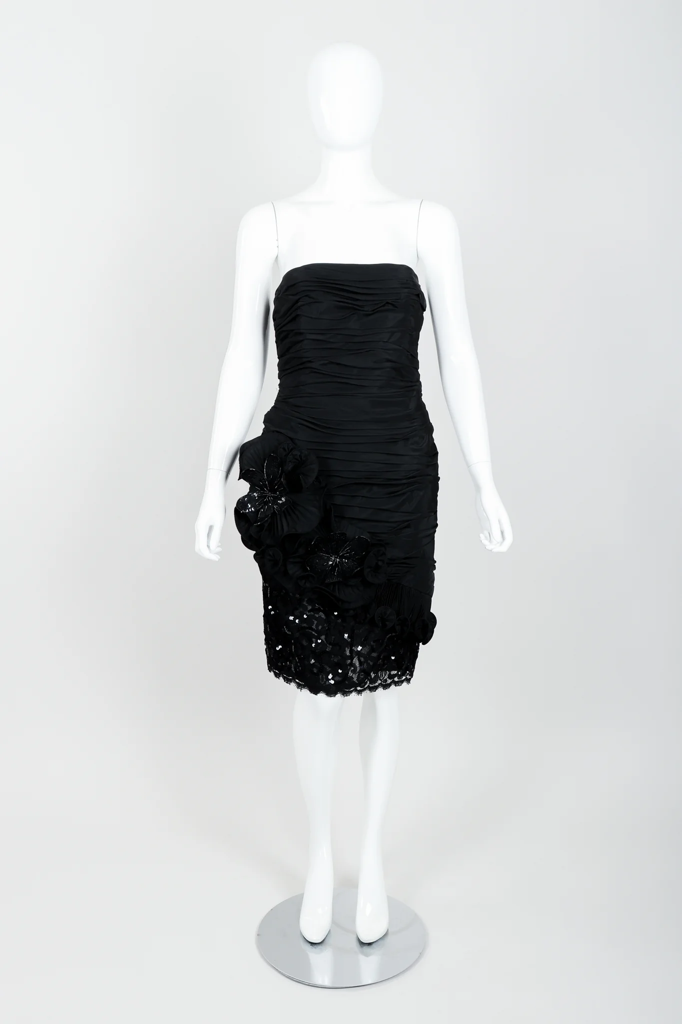 Ruched Flower Cocktail Dress - Image 5