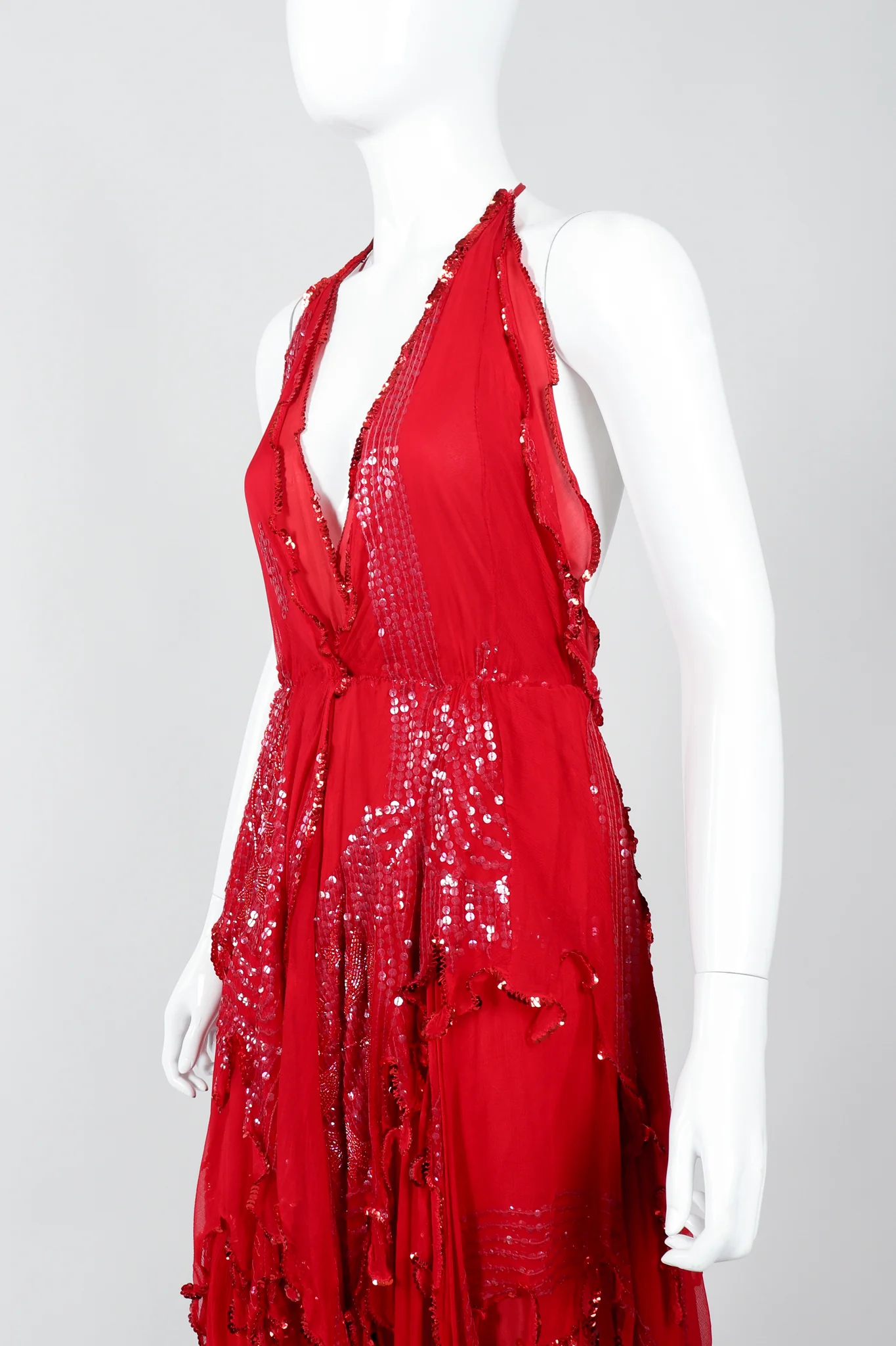 Chiffon Flutter Halter Dress