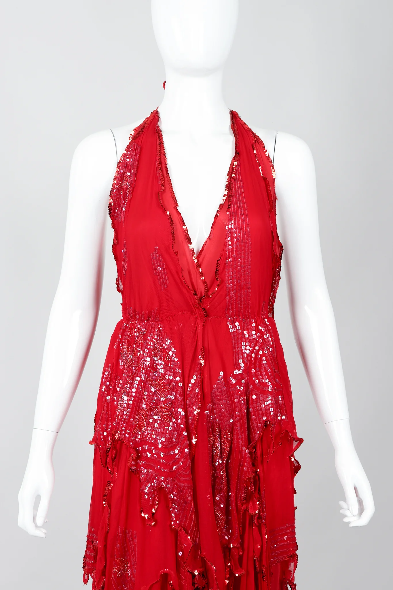 Chiffon Flutter Halter Dress - Image 3