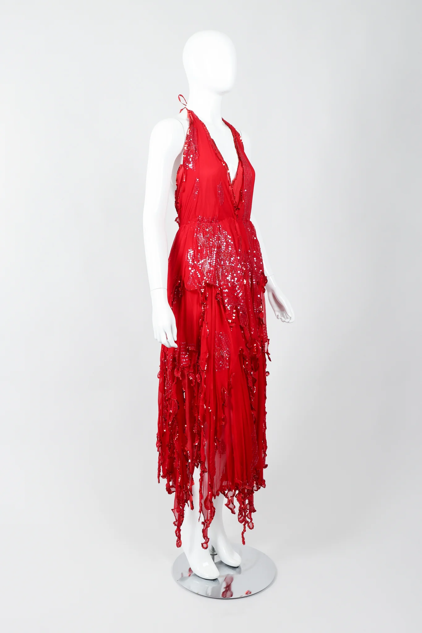 Chiffon Flutter Halter Dress - Image 5