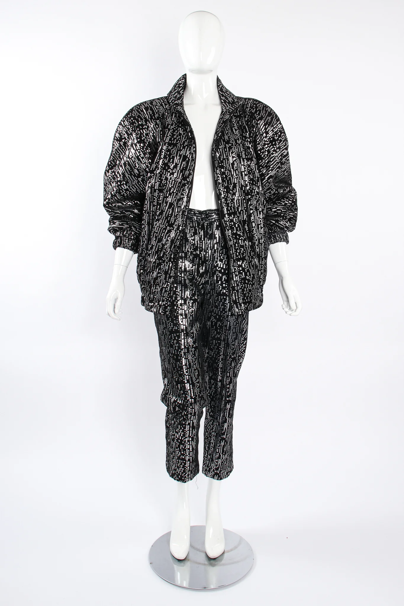 Foiled Suede Bomber Jacket & Pant Set - Image 3