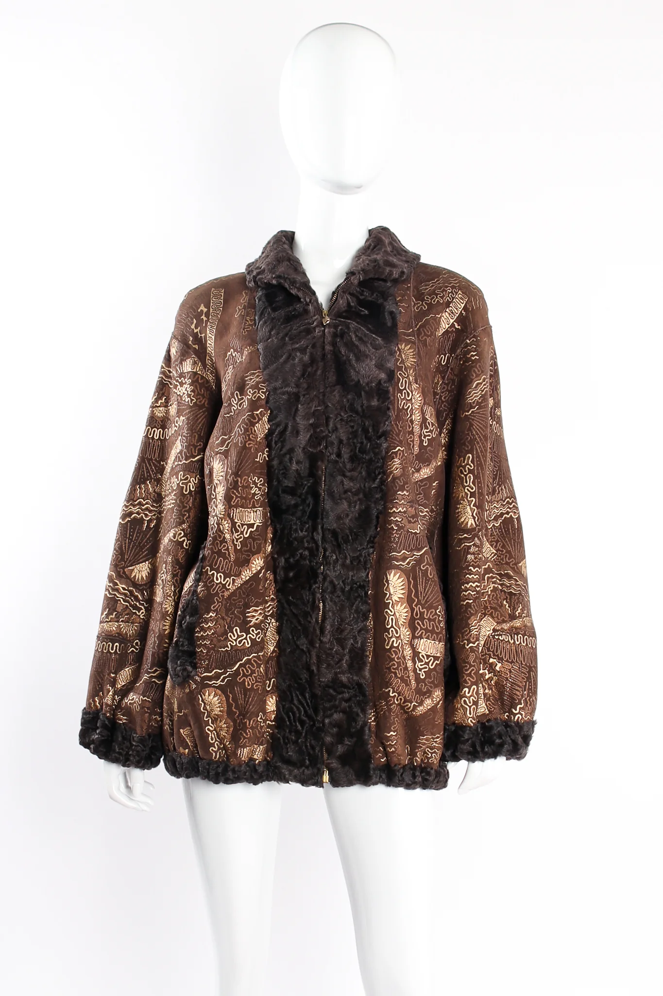 Foiled Suede Reversible Lamb Fur Jacket - Image 3