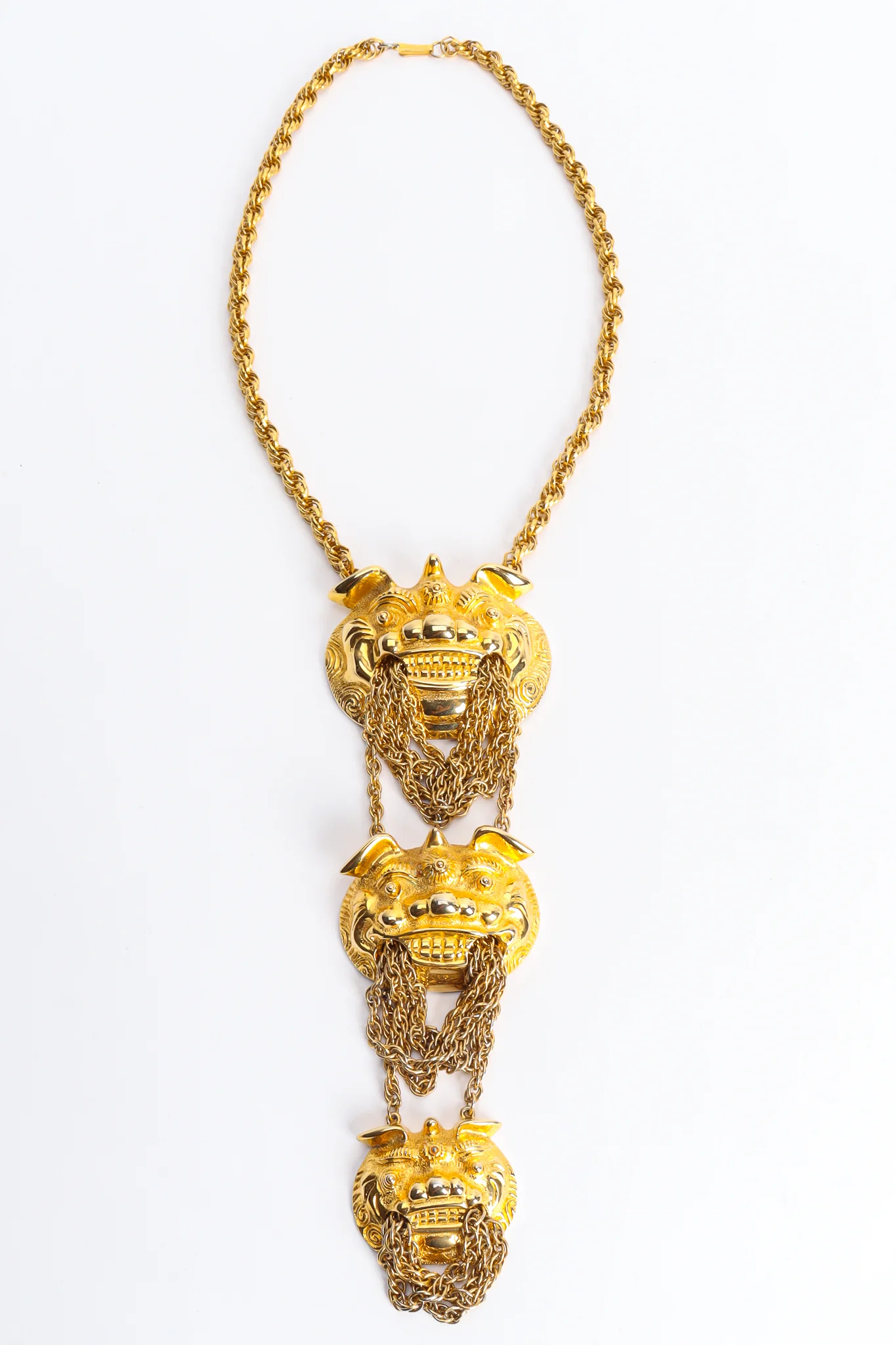 Foo Dog Triple Pendant Necklace