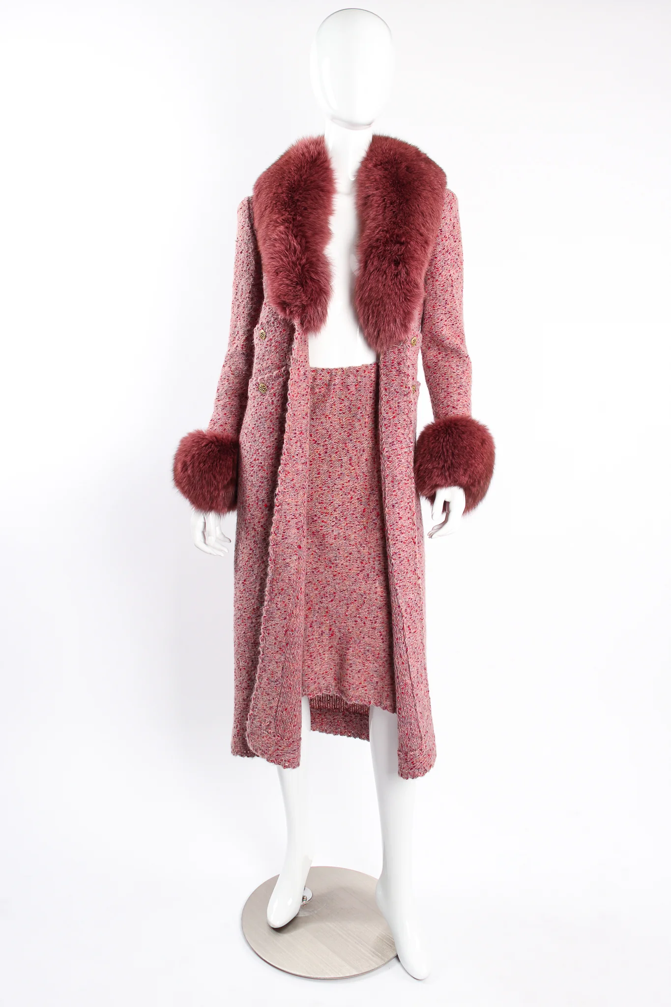 Fox Fur Sweater Coat & Skirt Set - Image 5