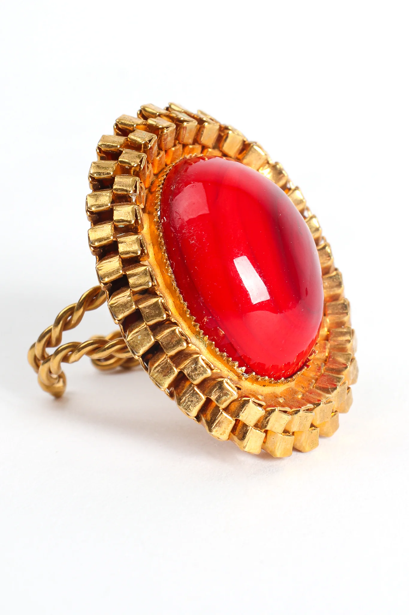 Framed Oval Cabochon Cocktail Ring - Image 2
