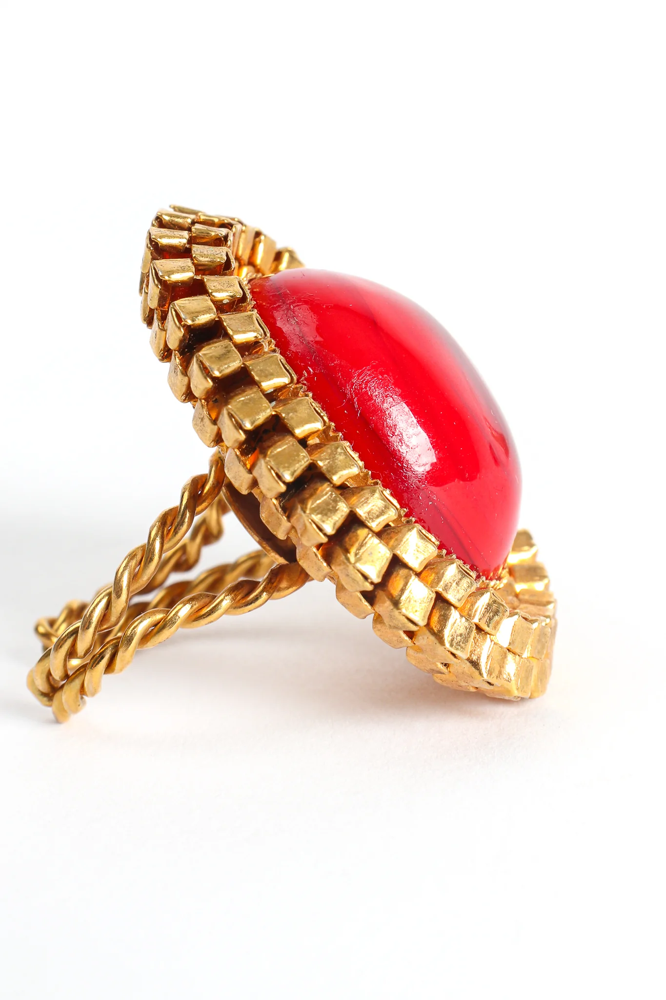Framed Oval Cabochon Cocktail Ring - Image 3