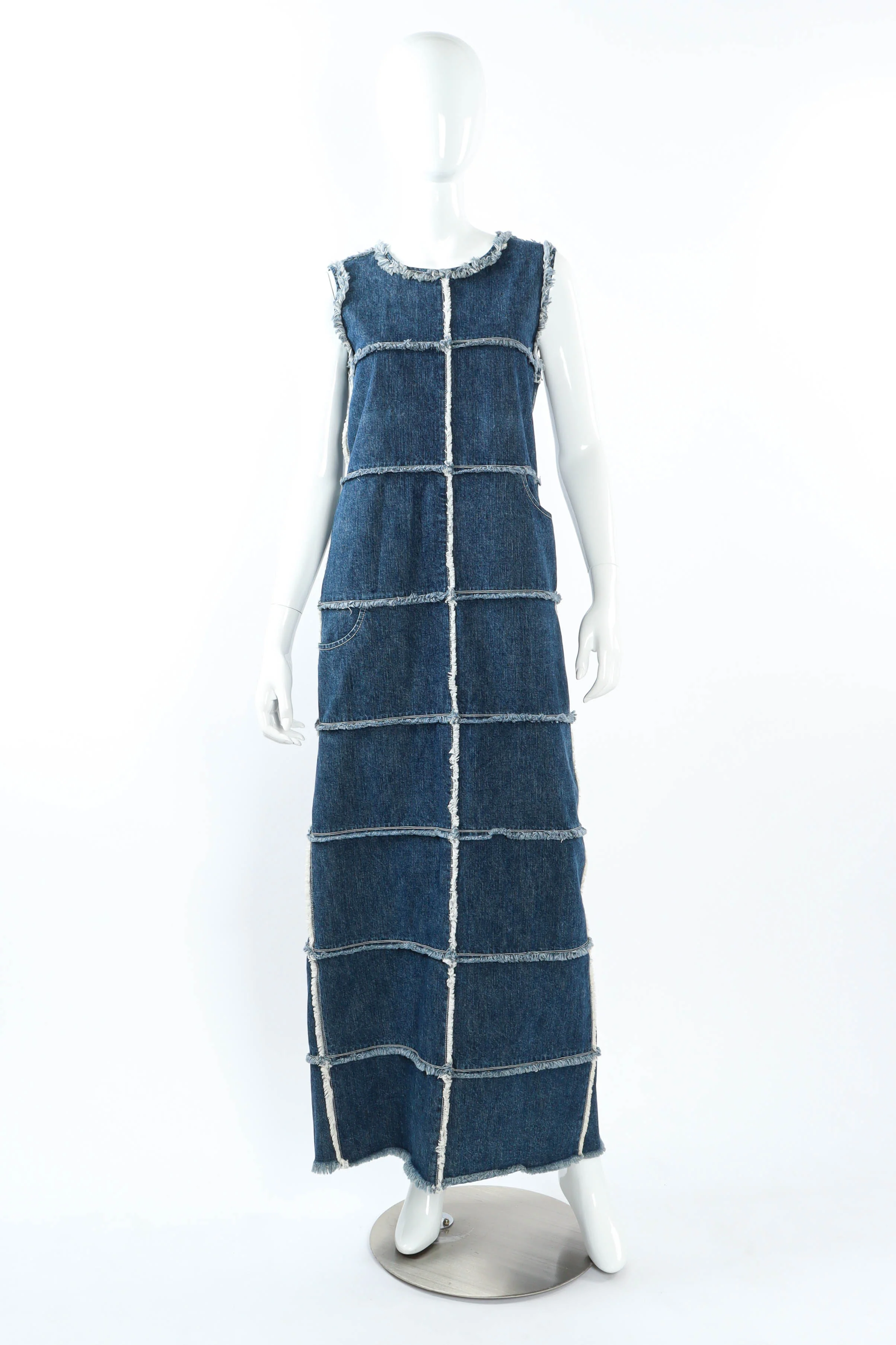 Frayed Denim Patches Dress