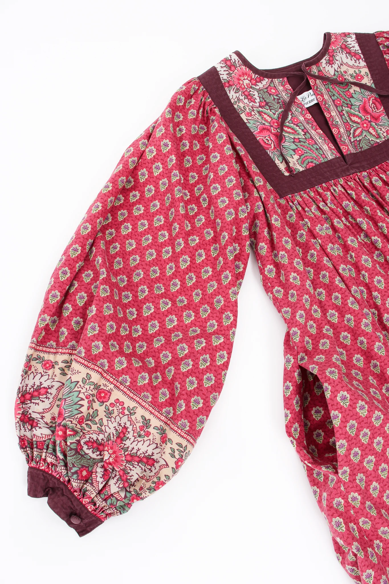 French Cotton Print Peasant Dress - Image 10