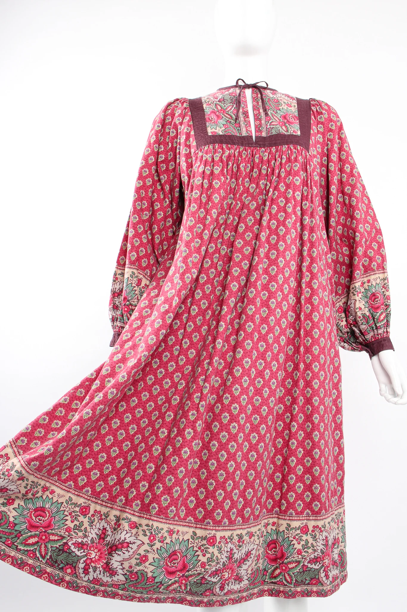 French Cotton Print Peasant Dress - Image 2