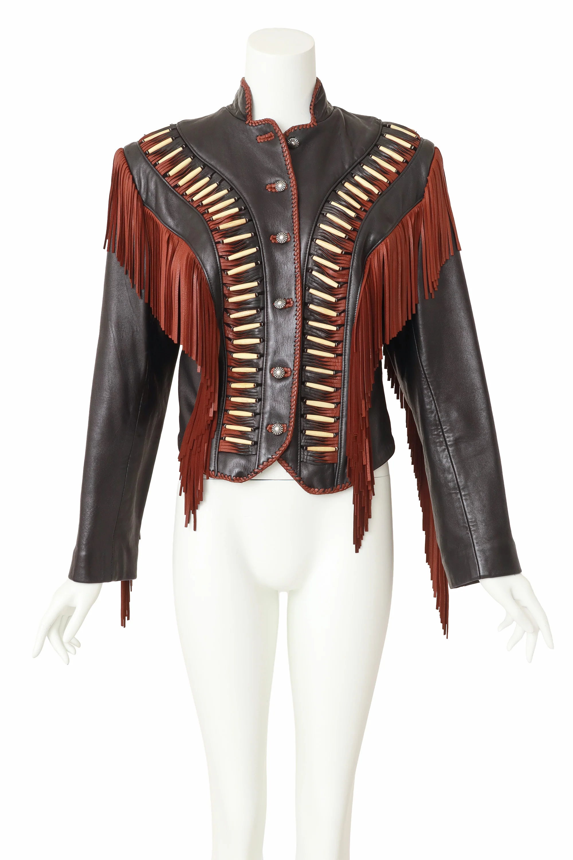Fringe Embellished Leather Jacket