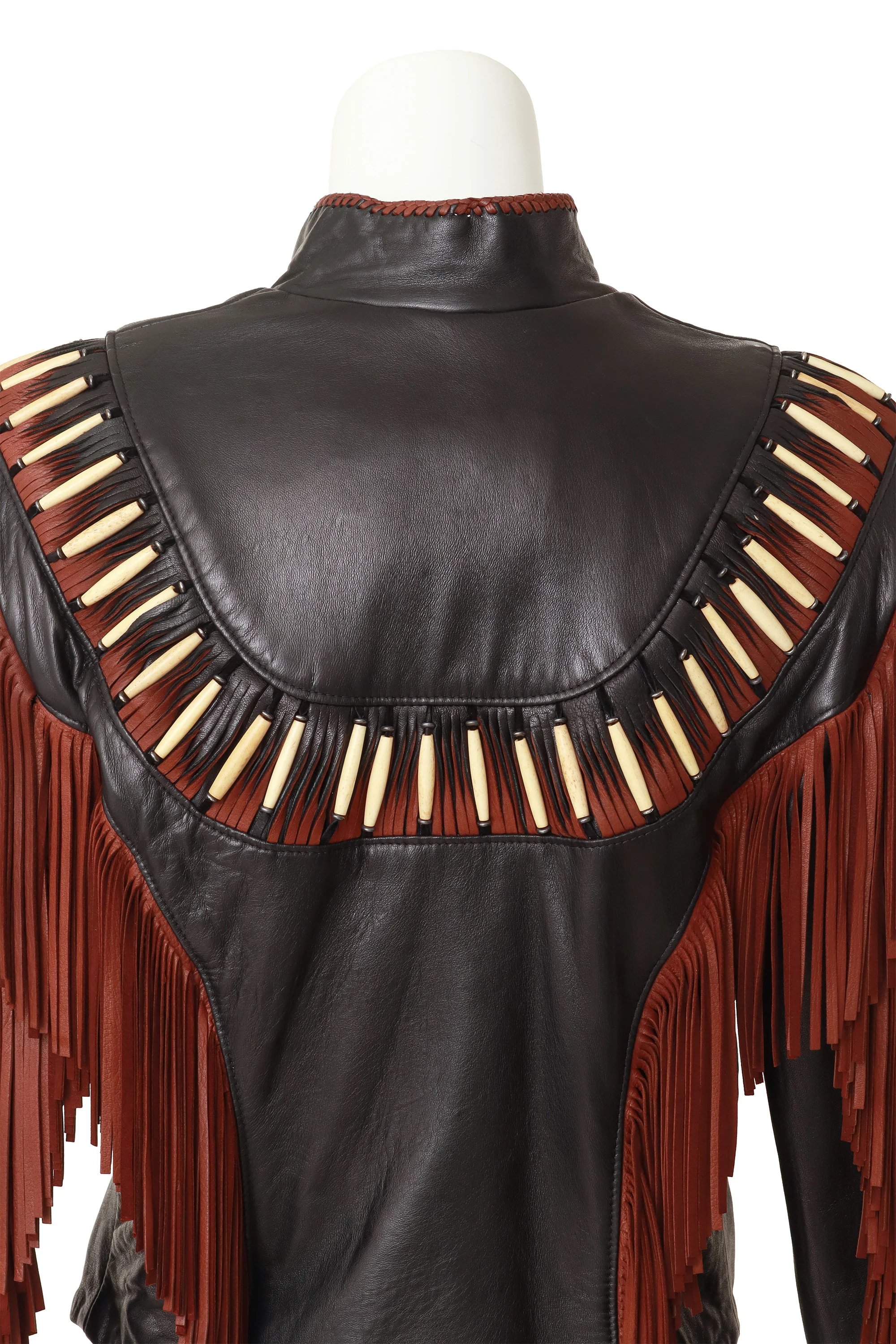 Fringe Embellished Leather Jacket - Image 6