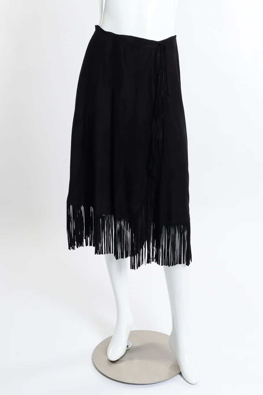 Fringe Wrap Suede Skirt