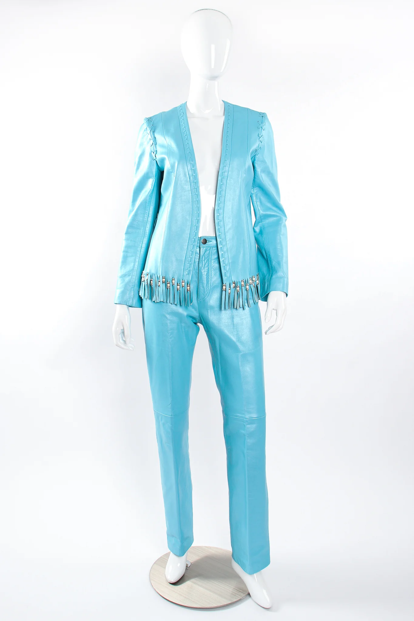 Fringed Leather Jacket & Pant Set - Image 5