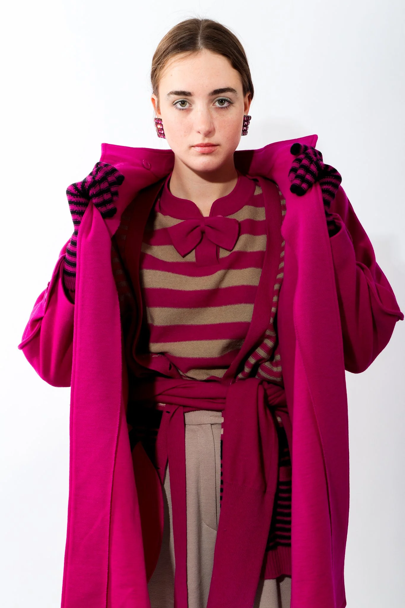 Fuchsia Knit Cocoon Coat - Image 2