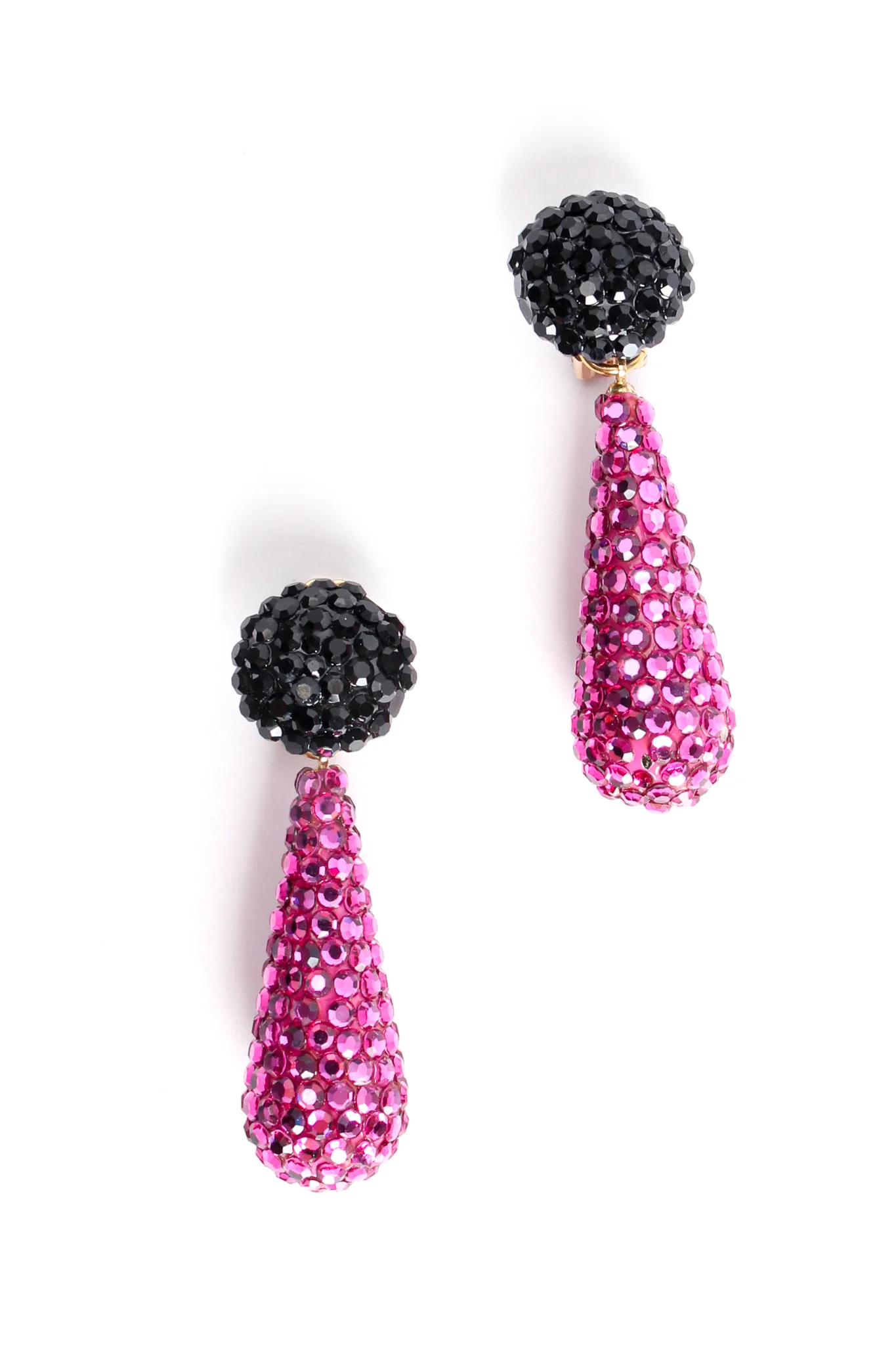 Fuchsia Rhinestone Drop Earrings - Image 5